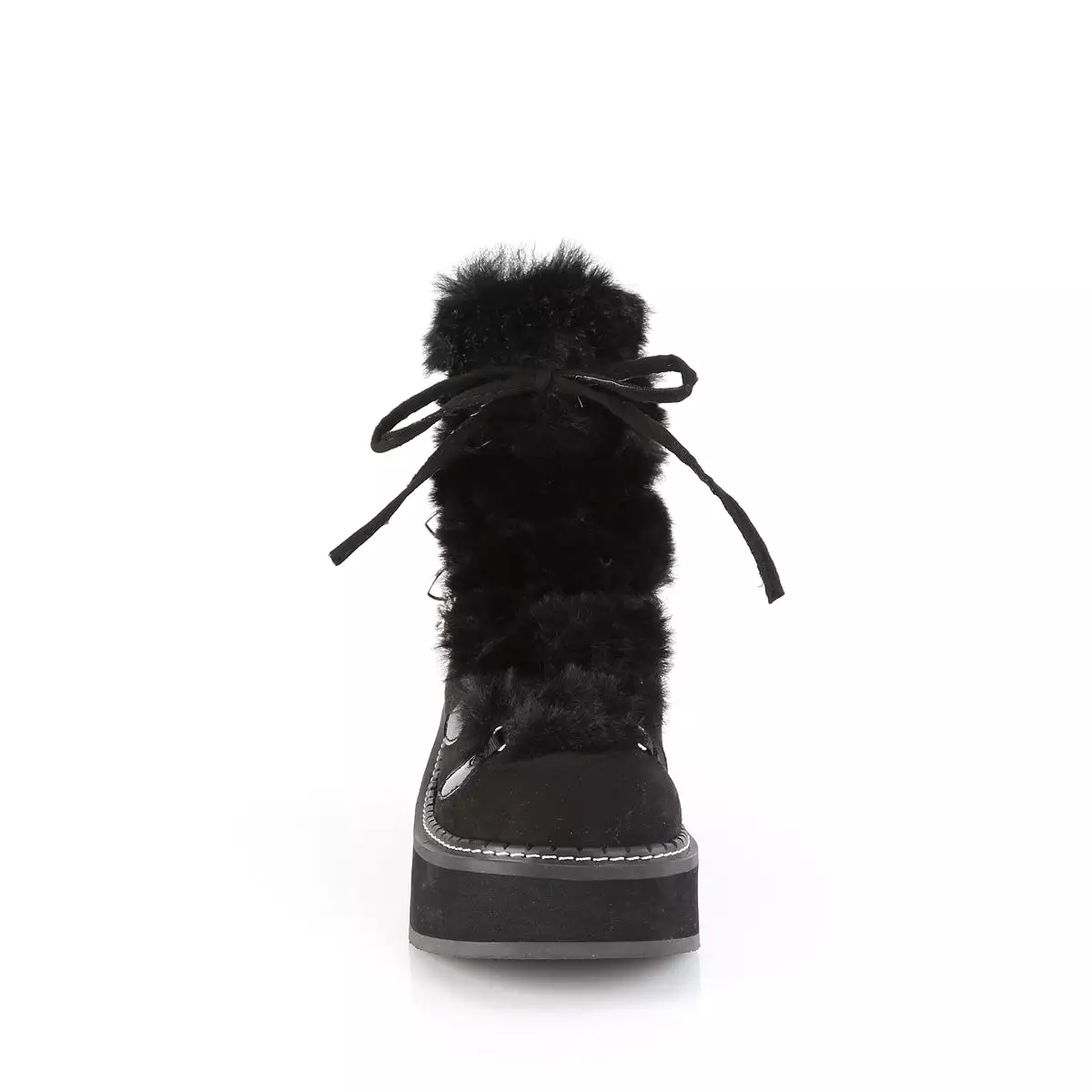 2 Inch Platform EMILY-55 Black Vegan Suede-Faux Fur