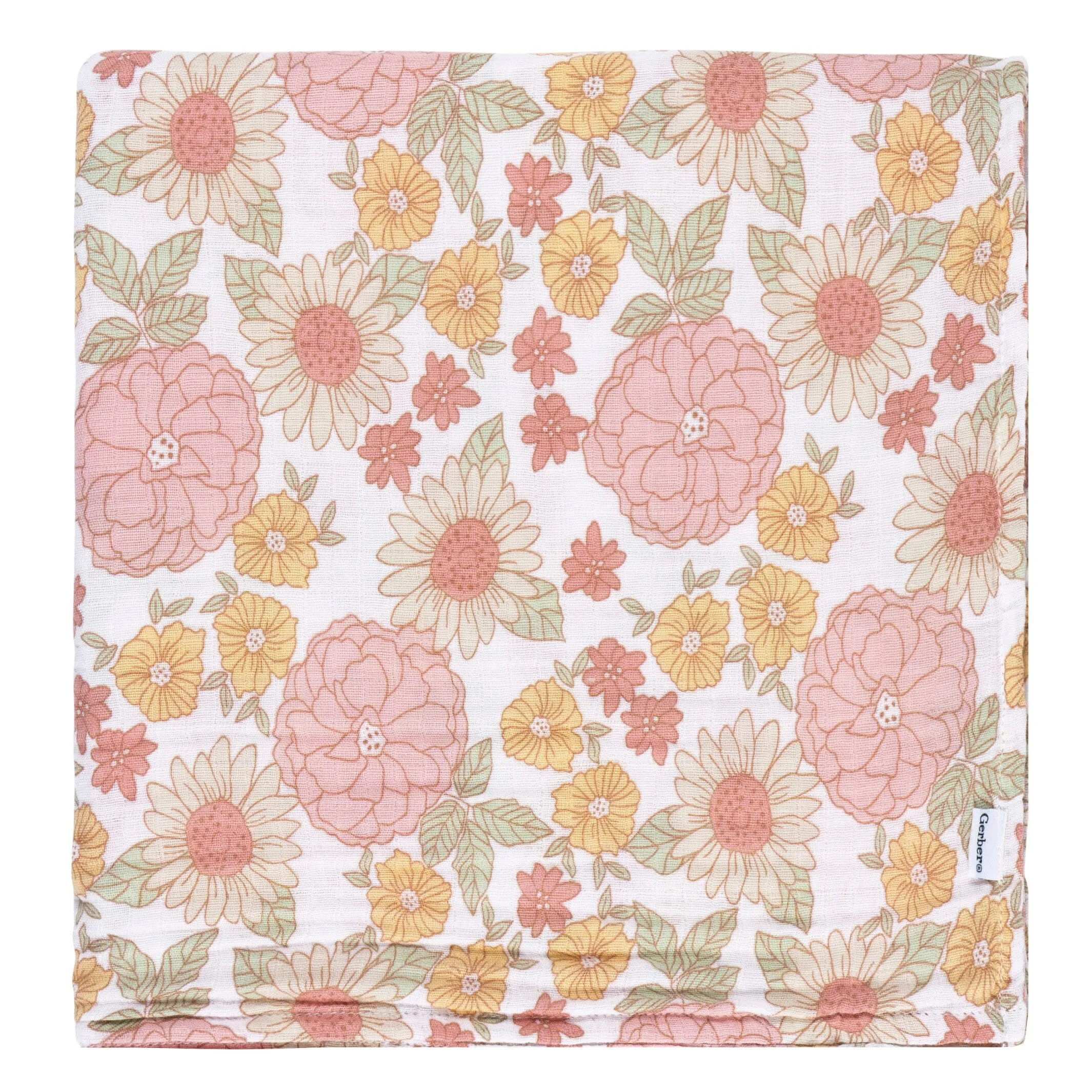 2-Pack Baby Girls Retro Floral Muslin Blankets