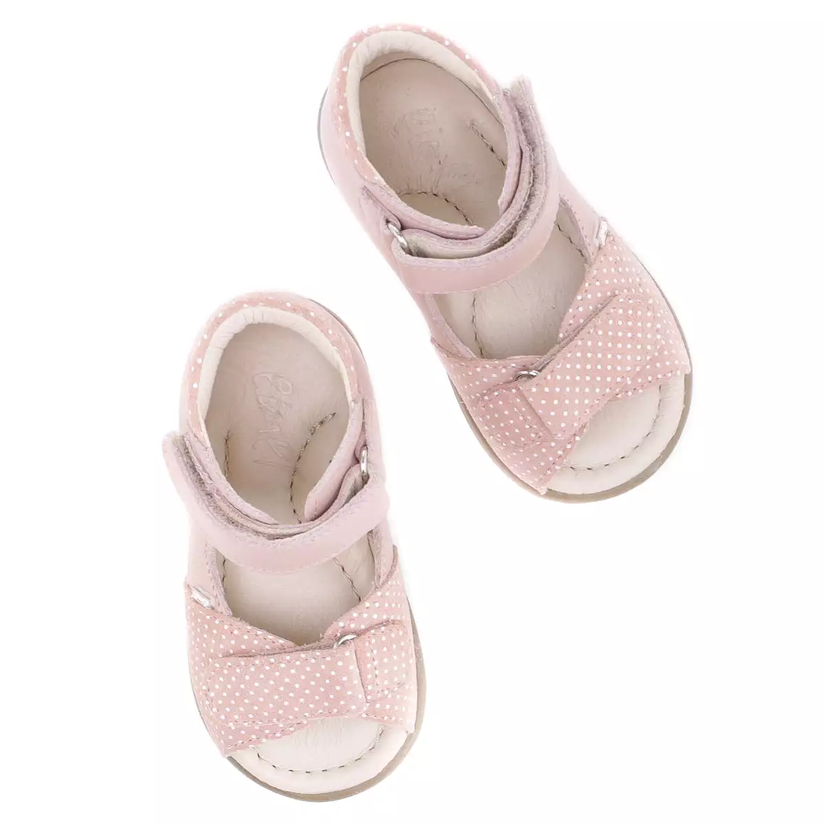 (2431B-6) Emel pink polka dots velcro Sandals