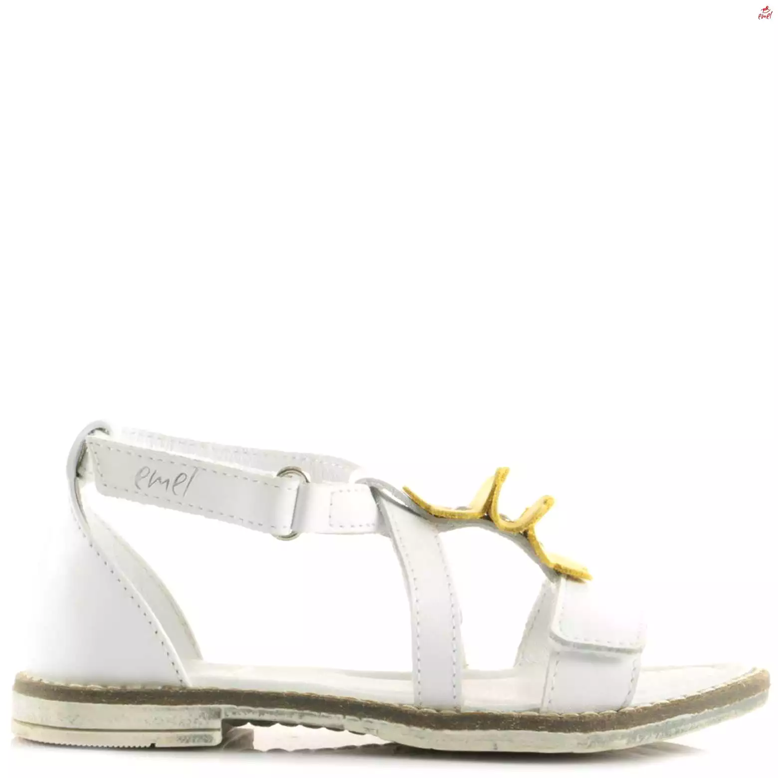 (2577-3) Emel velcro sandals  white flowers