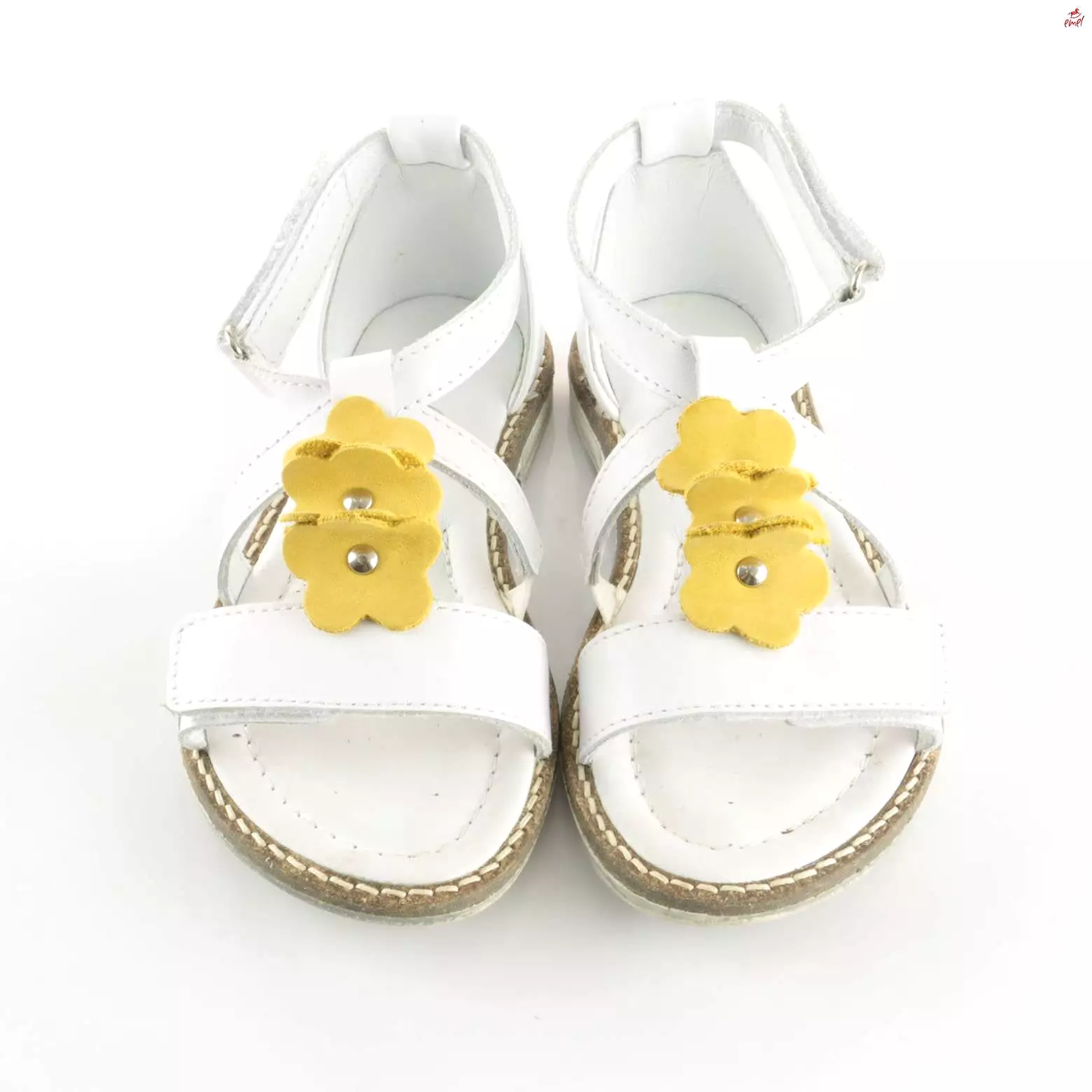 (2577-3) Emel velcro sandals  white flowers