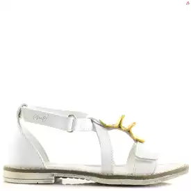 (2577-3) Emel velcro sandals  white flowers