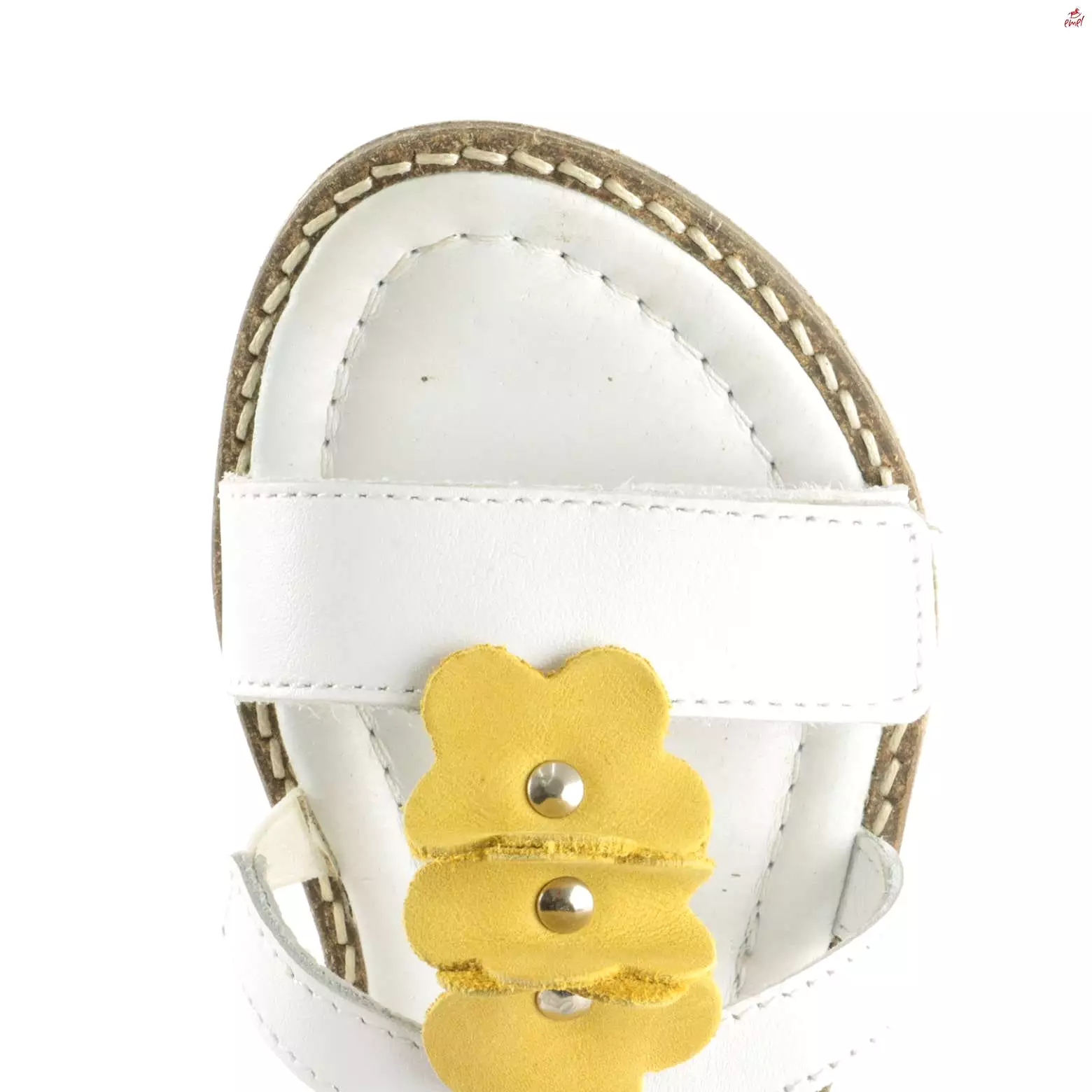 (2577-3) Emel velcro sandals  white flowers