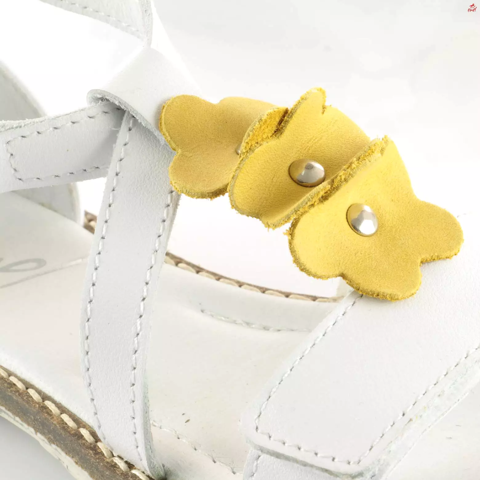 (2577-3) Emel velcro sandals  white flowers