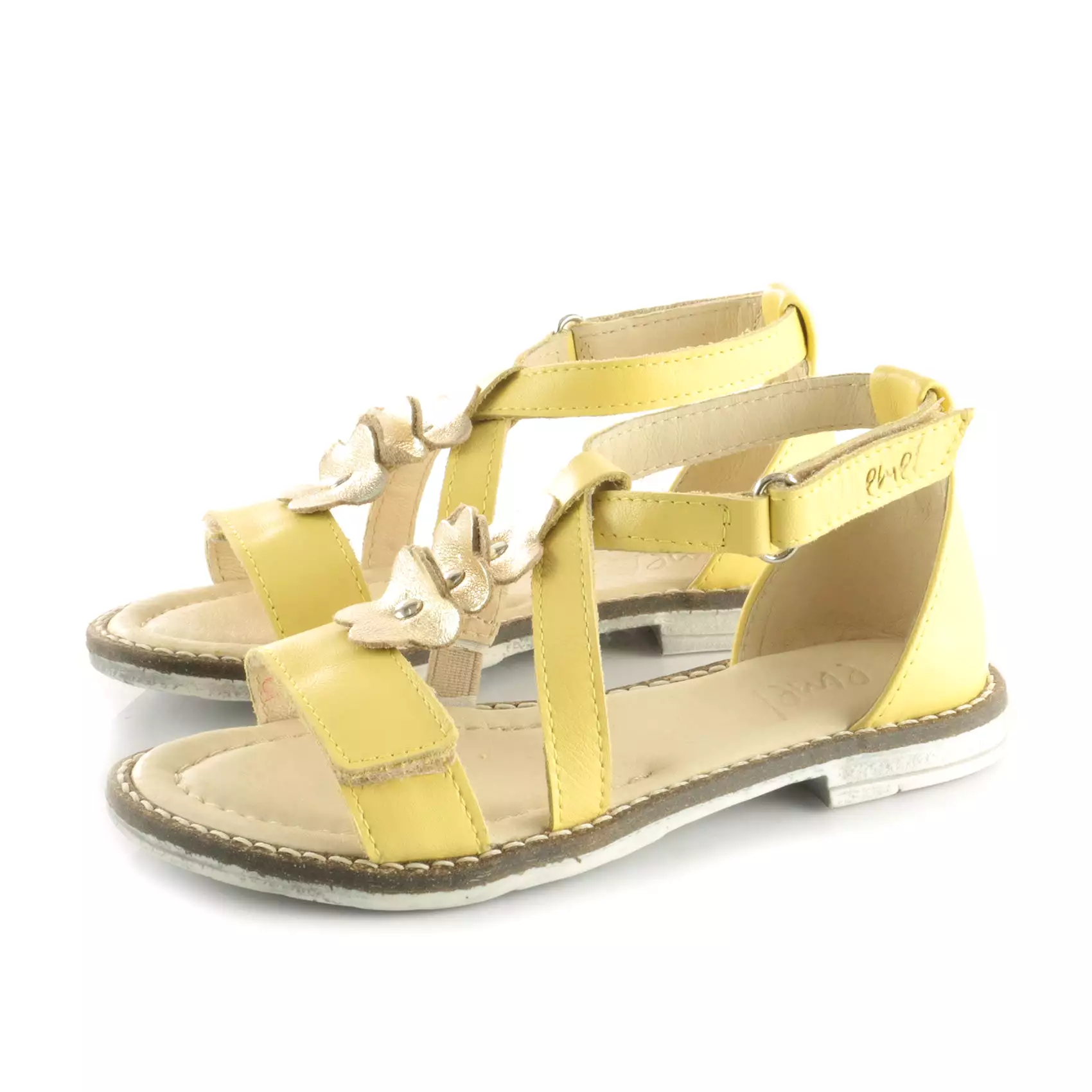 (2577-4) Emel velcro sandals  yellow flowers