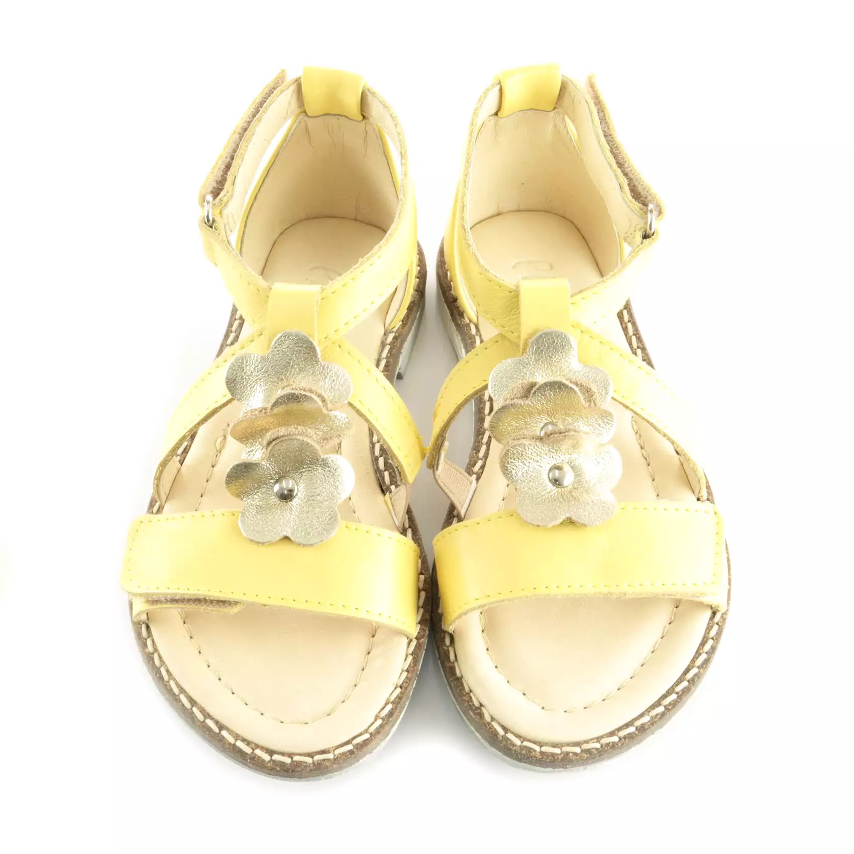 (2577-4) Emel velcro sandals  yellow flowers