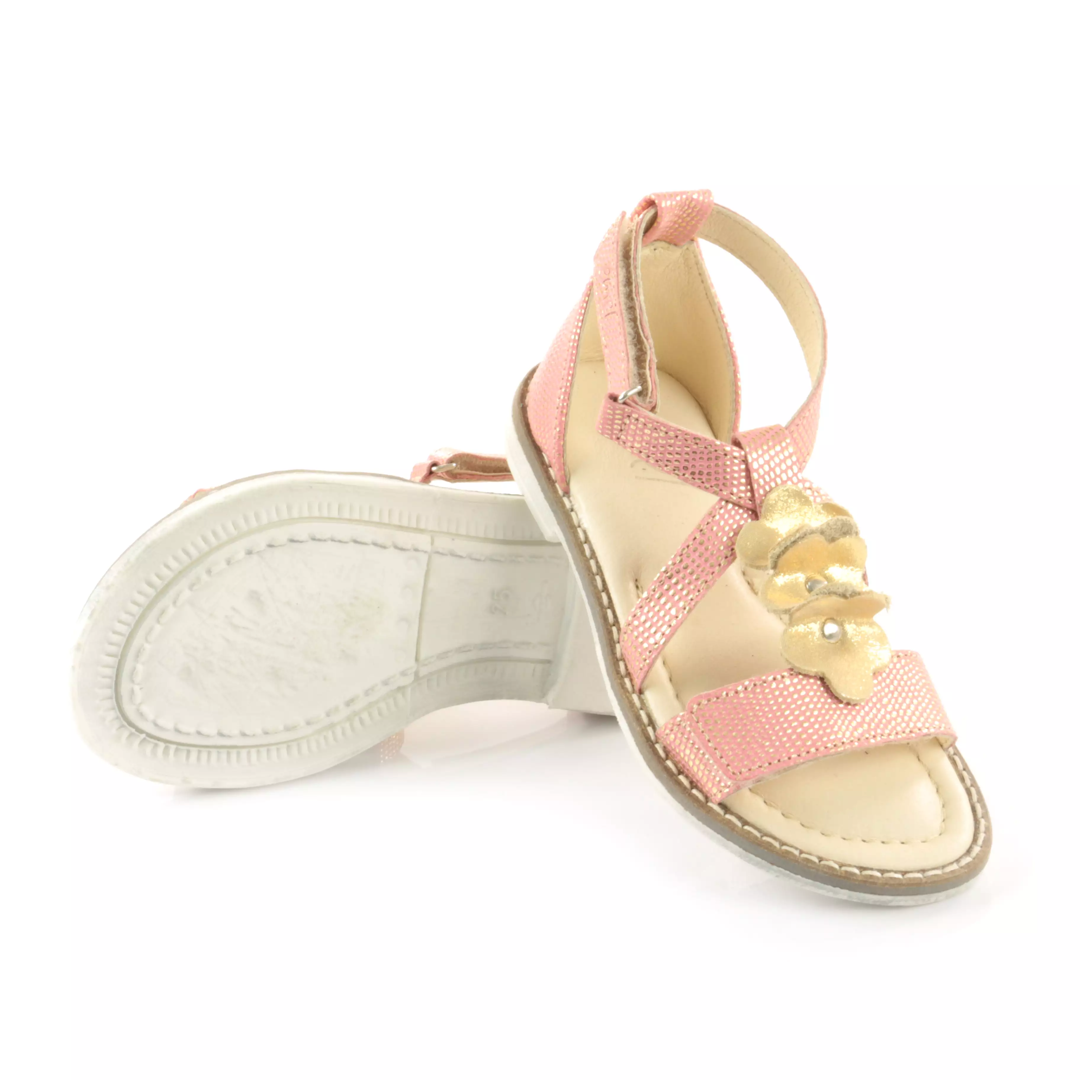 (2577-5) Emel velcro sandals coral gold