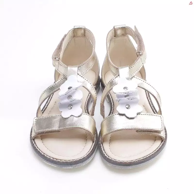 (2577) Emel velcro sandals  gold flowers