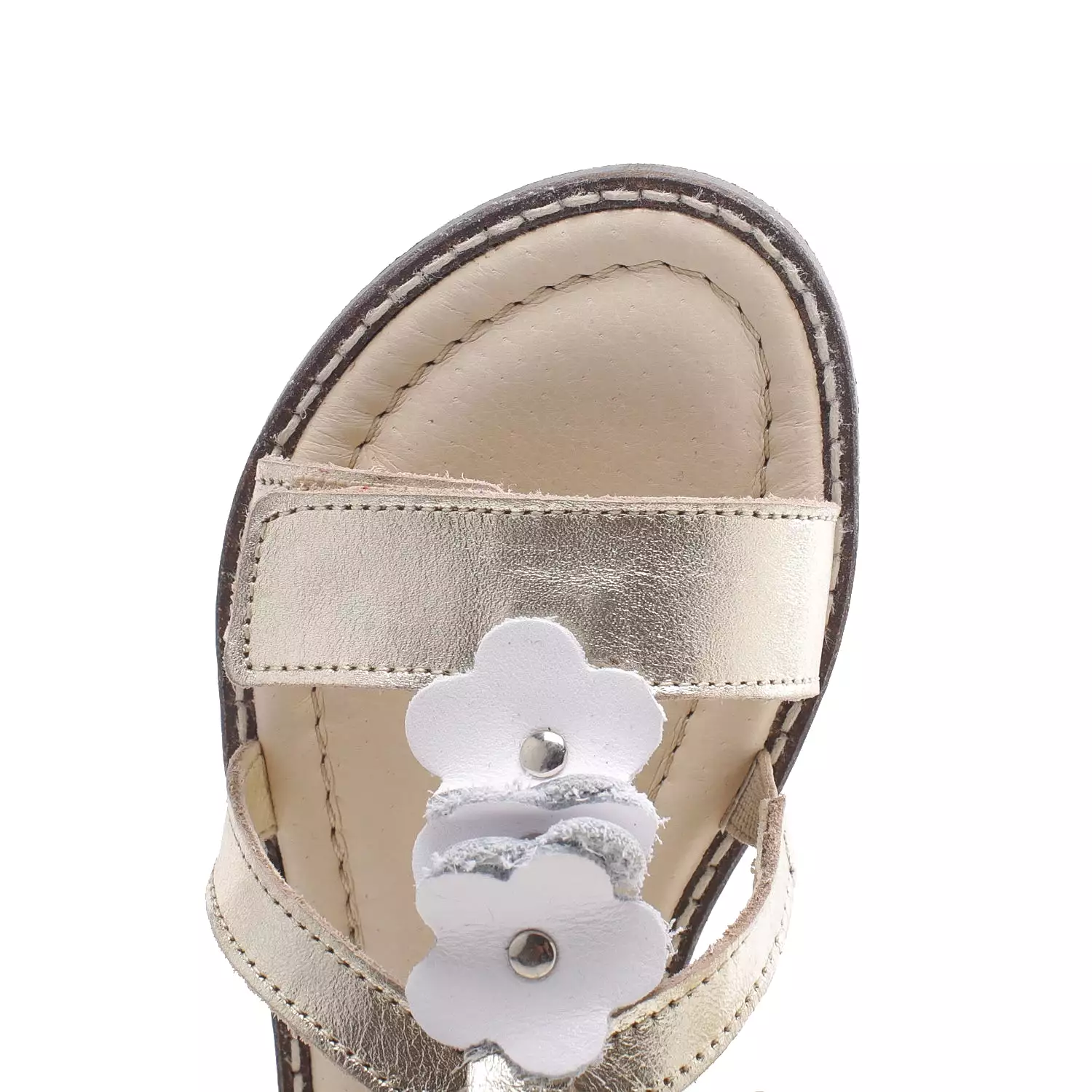 (2577) Emel velcro sandals  gold flowers