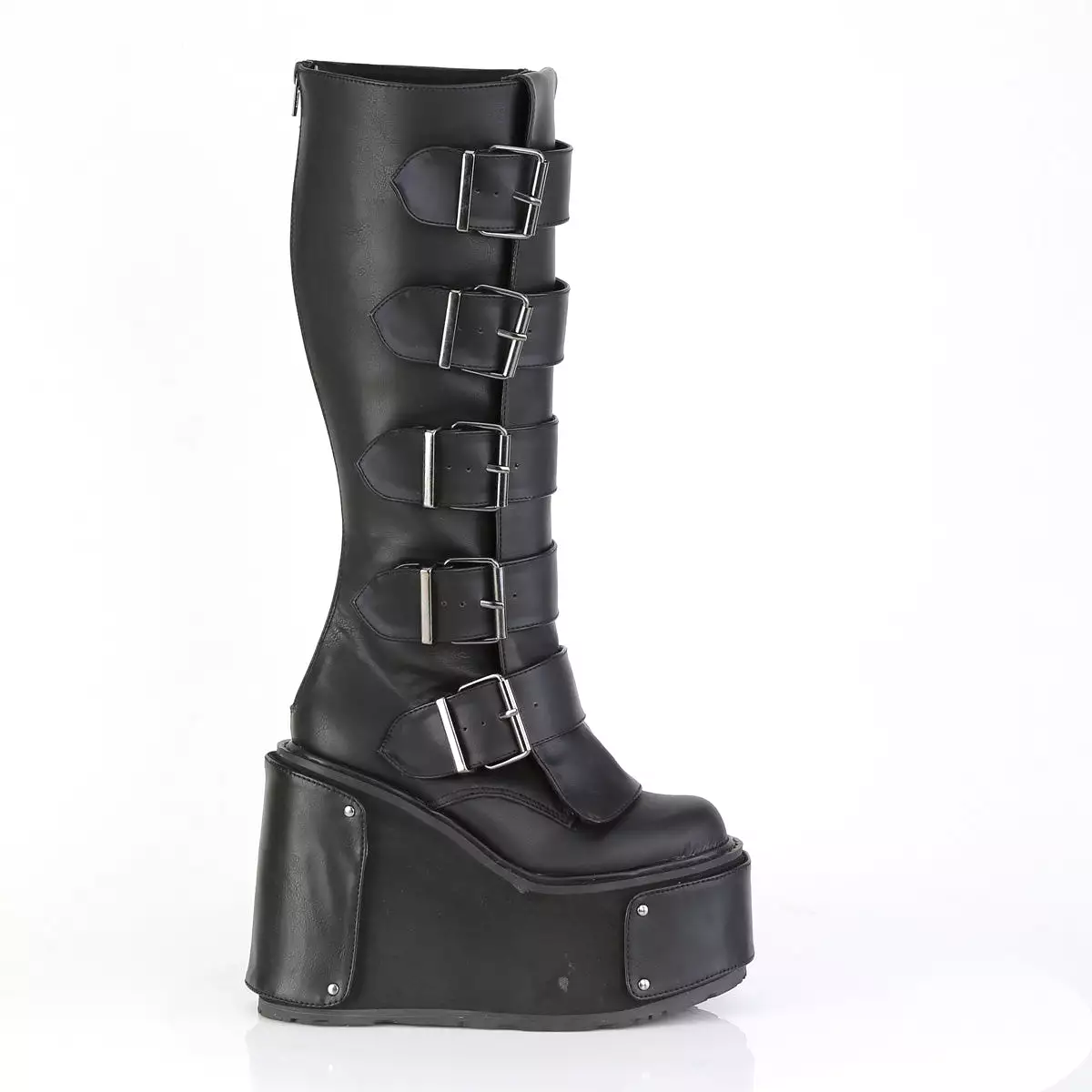 5 Inch Wedge Platform TRANSFORMER-800 Black Vegan Leather