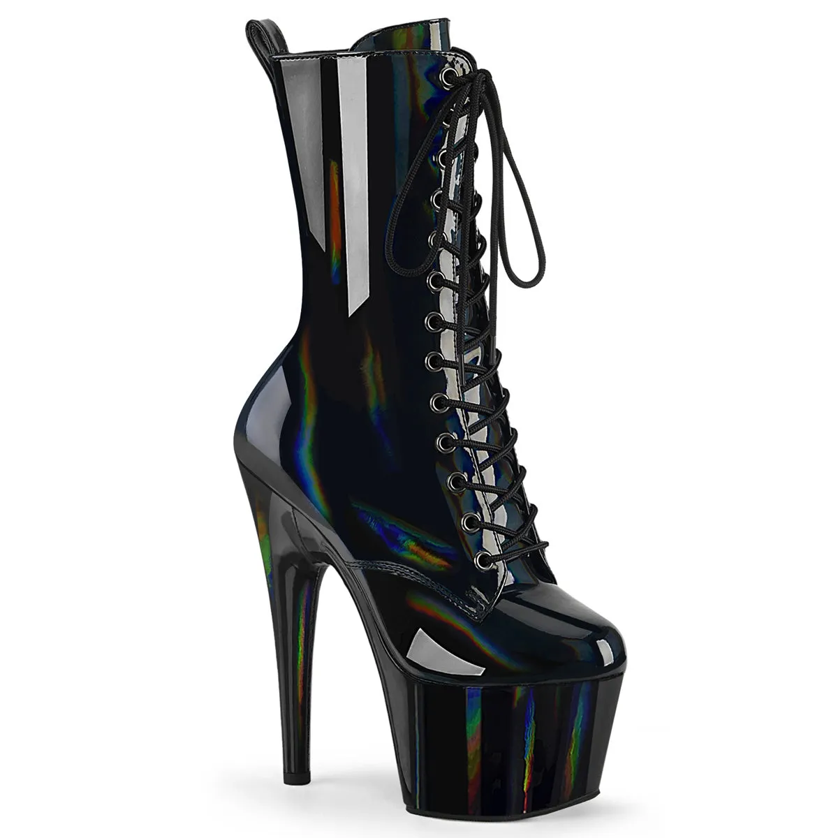 7 Inch Heel ADORE-1040WR-HG Black Holo Patent