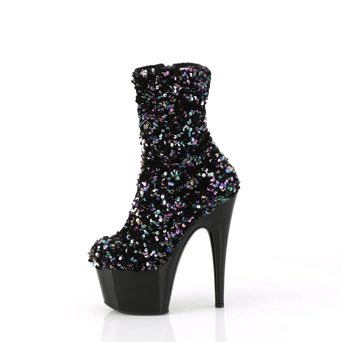 7 Inch Heel ADORE-1042SQ Black Sequins