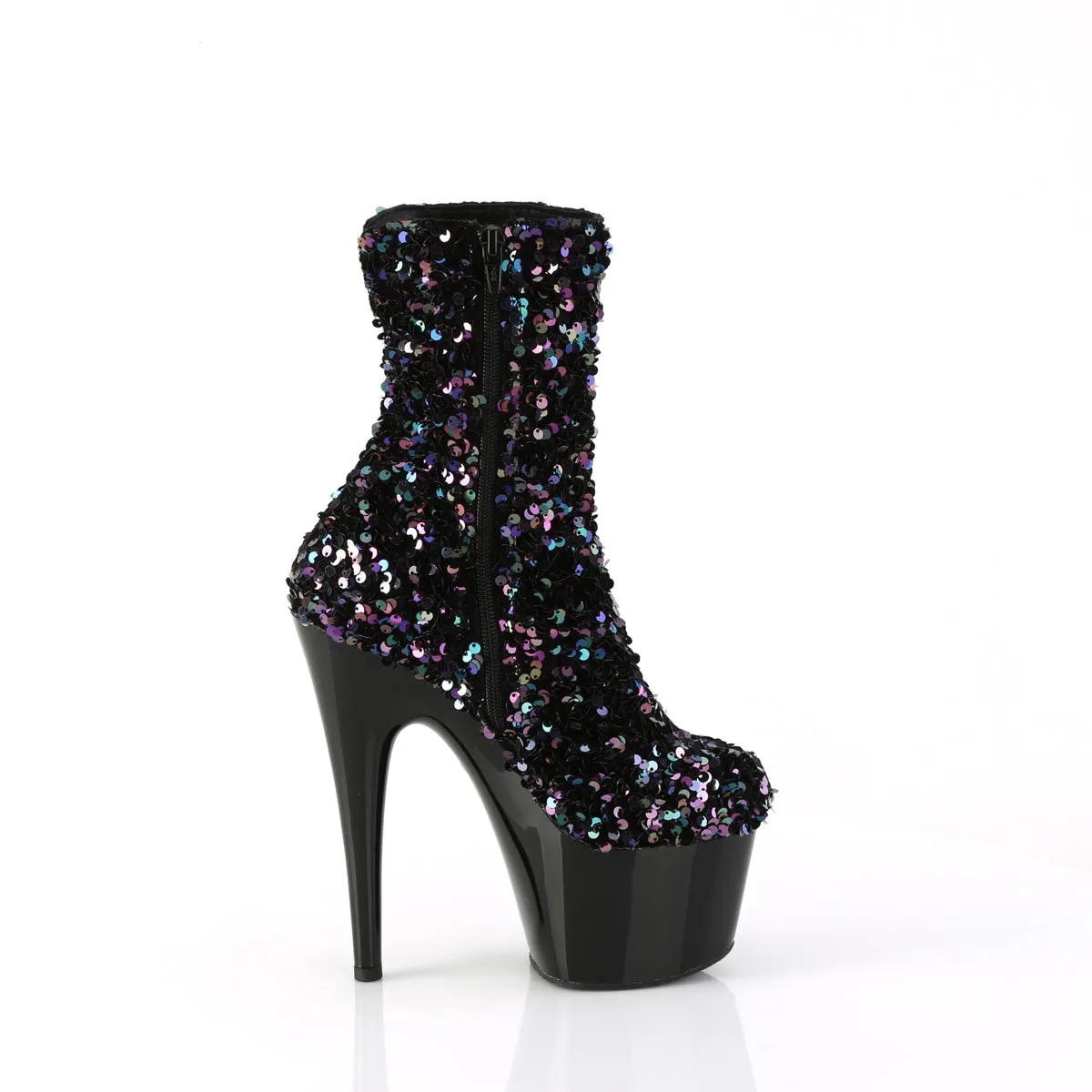 7 Inch Heel ADORE-1042SQ Black Sequins