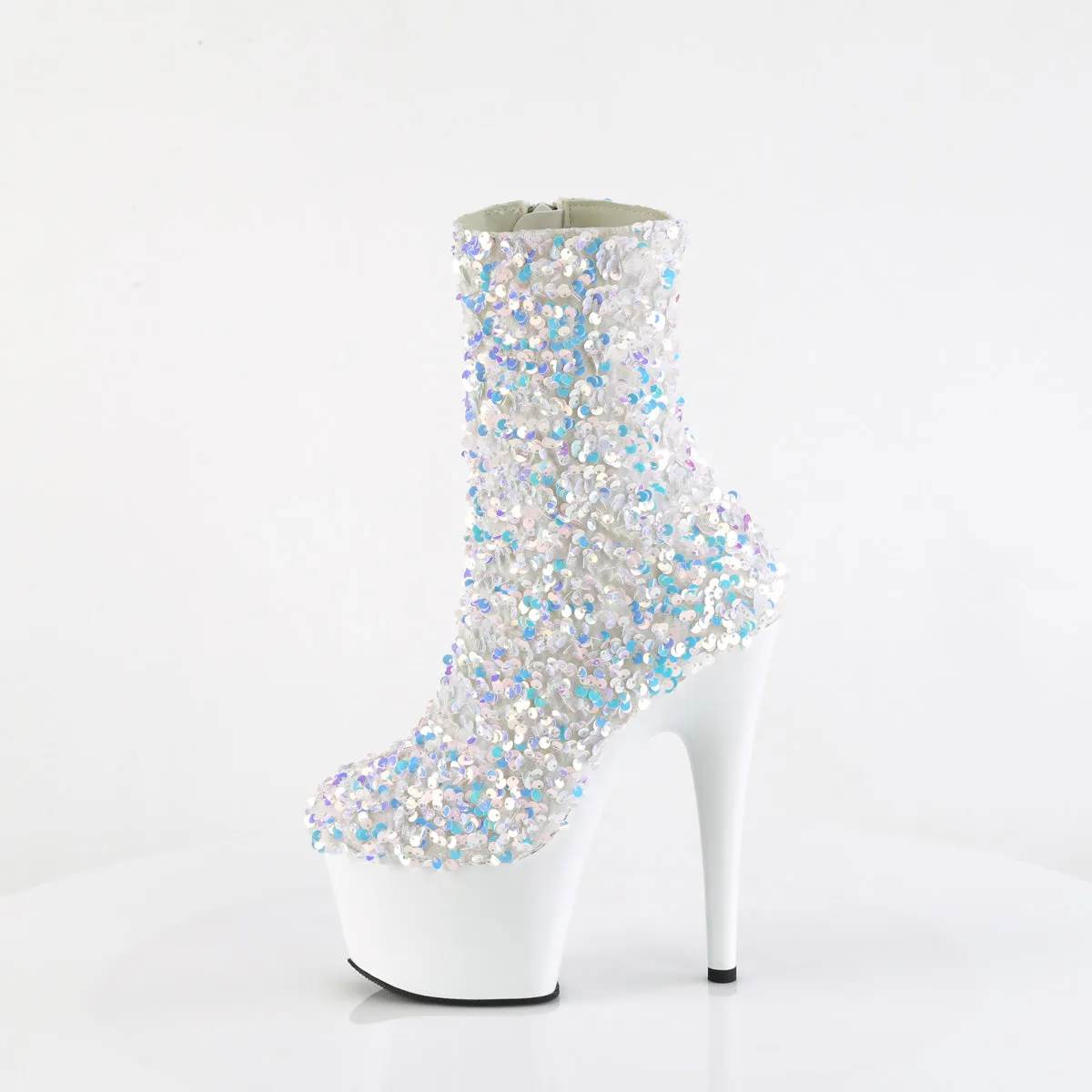 7 Inch Heel ADORE-1042SQ White Sequins