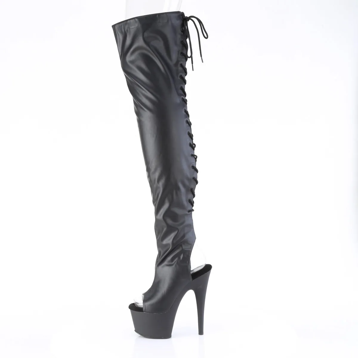 7 Inch Heel ADORE-3017 Black Stretch Pu