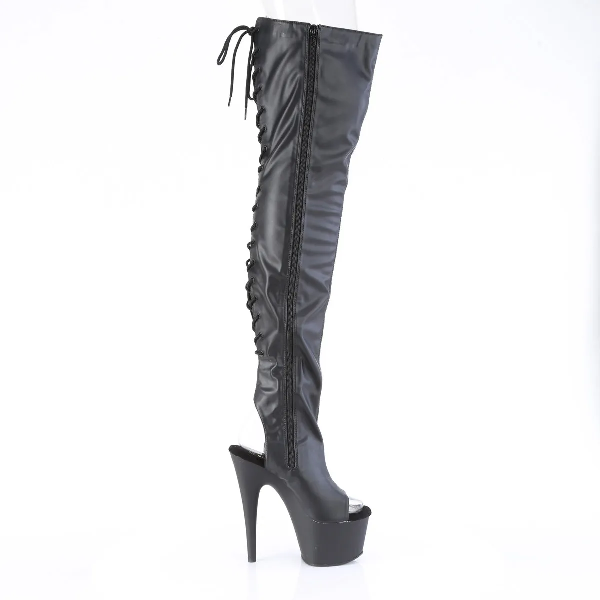 7 Inch Heel ADORE-3017 Black Stretch Pu