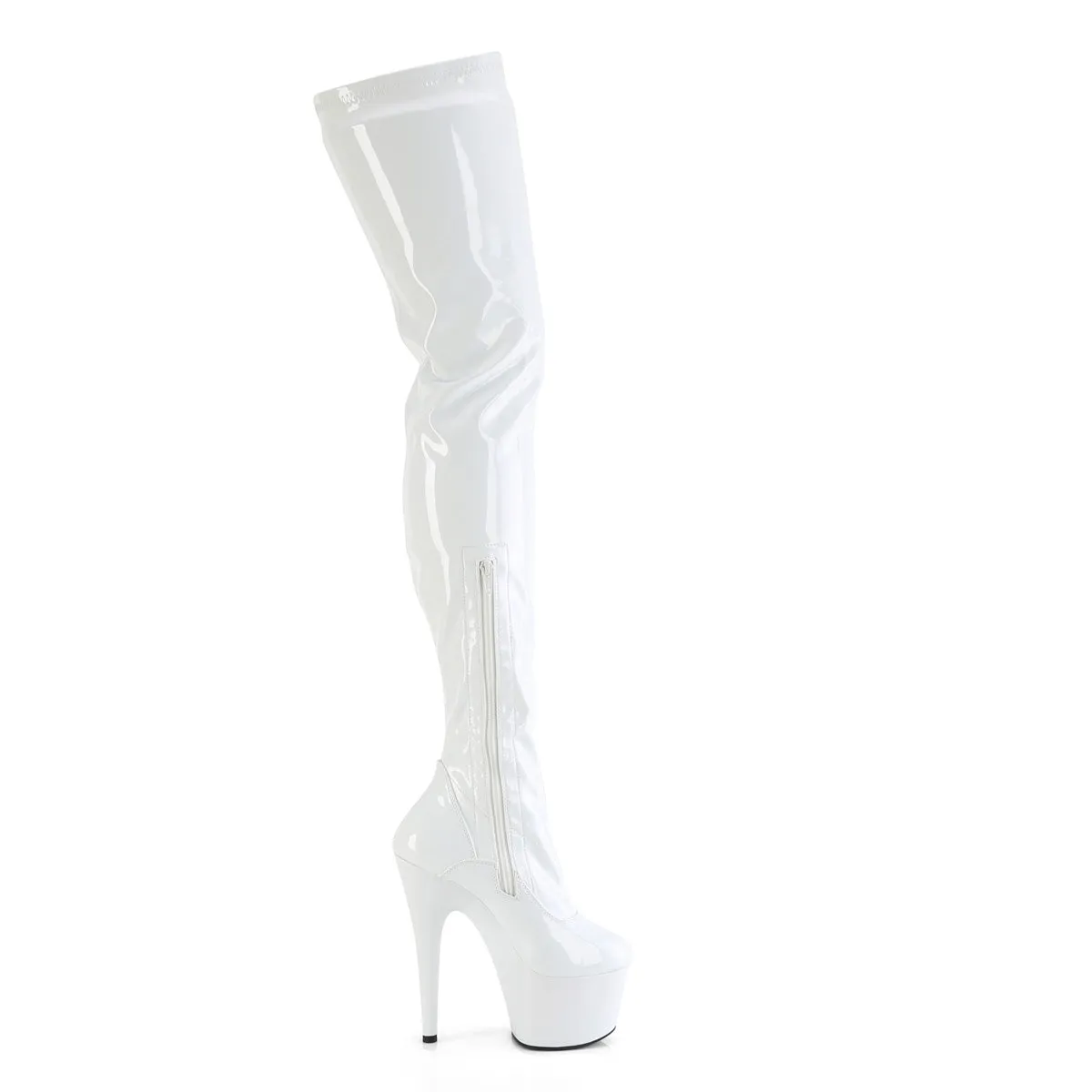 7 Inch Heel ADORE-4000 White Stretch Patent