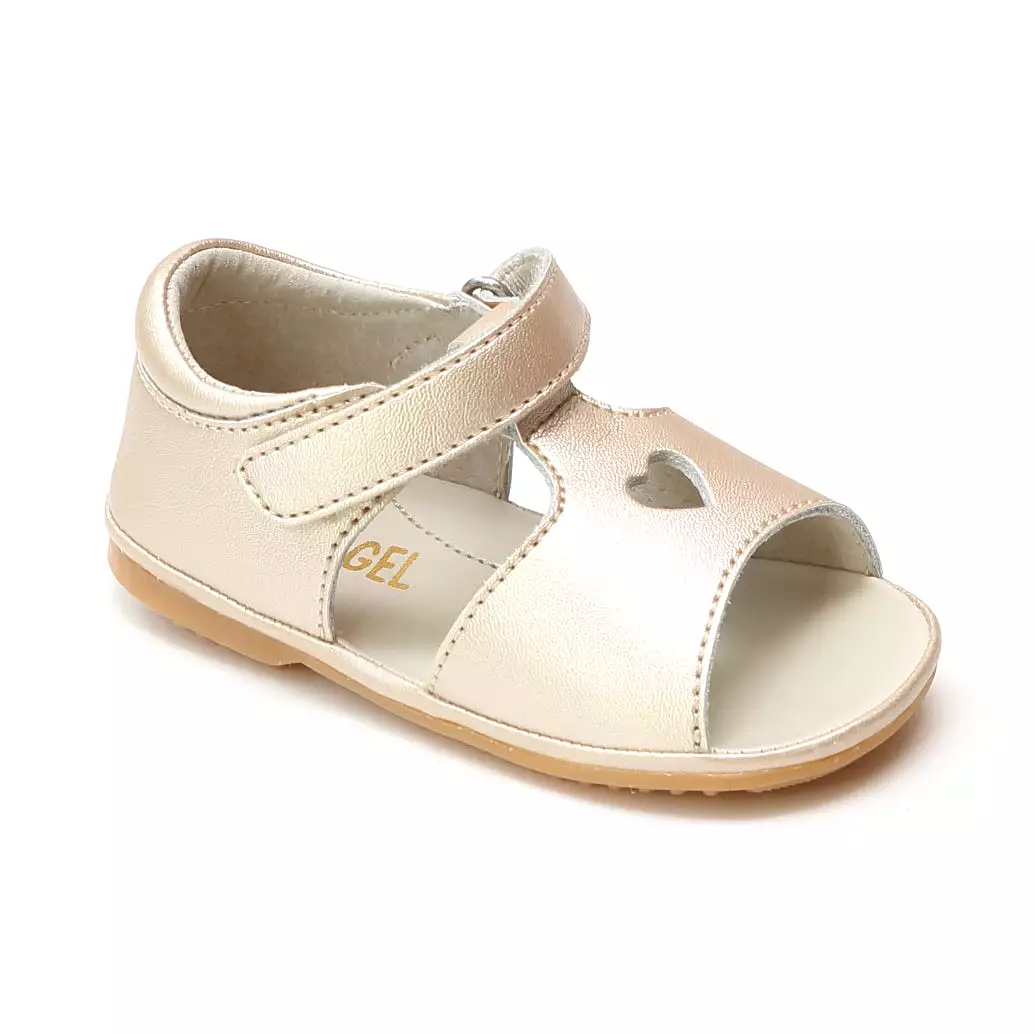 Angel Baby Girls Betsy Open Heart Leather Sandals