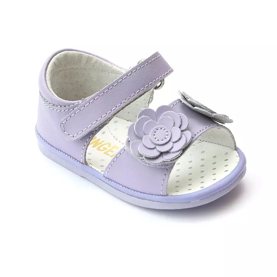 Angel Baby Girls Twin Flower Leather Sandal