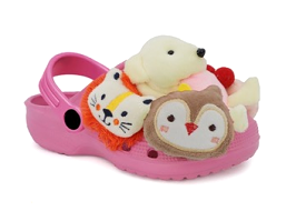 AVA02 - FUCHSIA KIDS STUFFED ANIMAL SANDALS