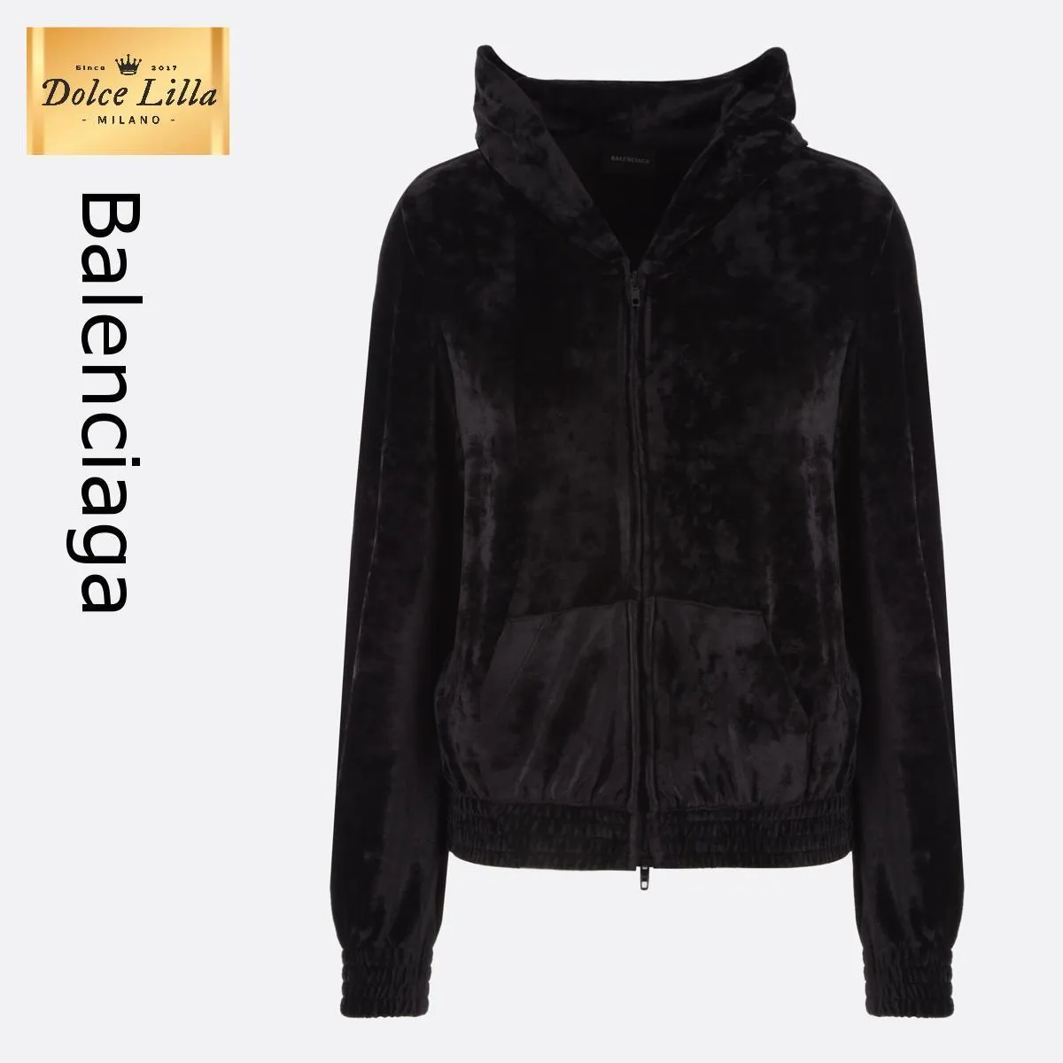 BALENCIAGA  |Women's Bb Paris Strass Zip-up Hoodie Fitted in Black