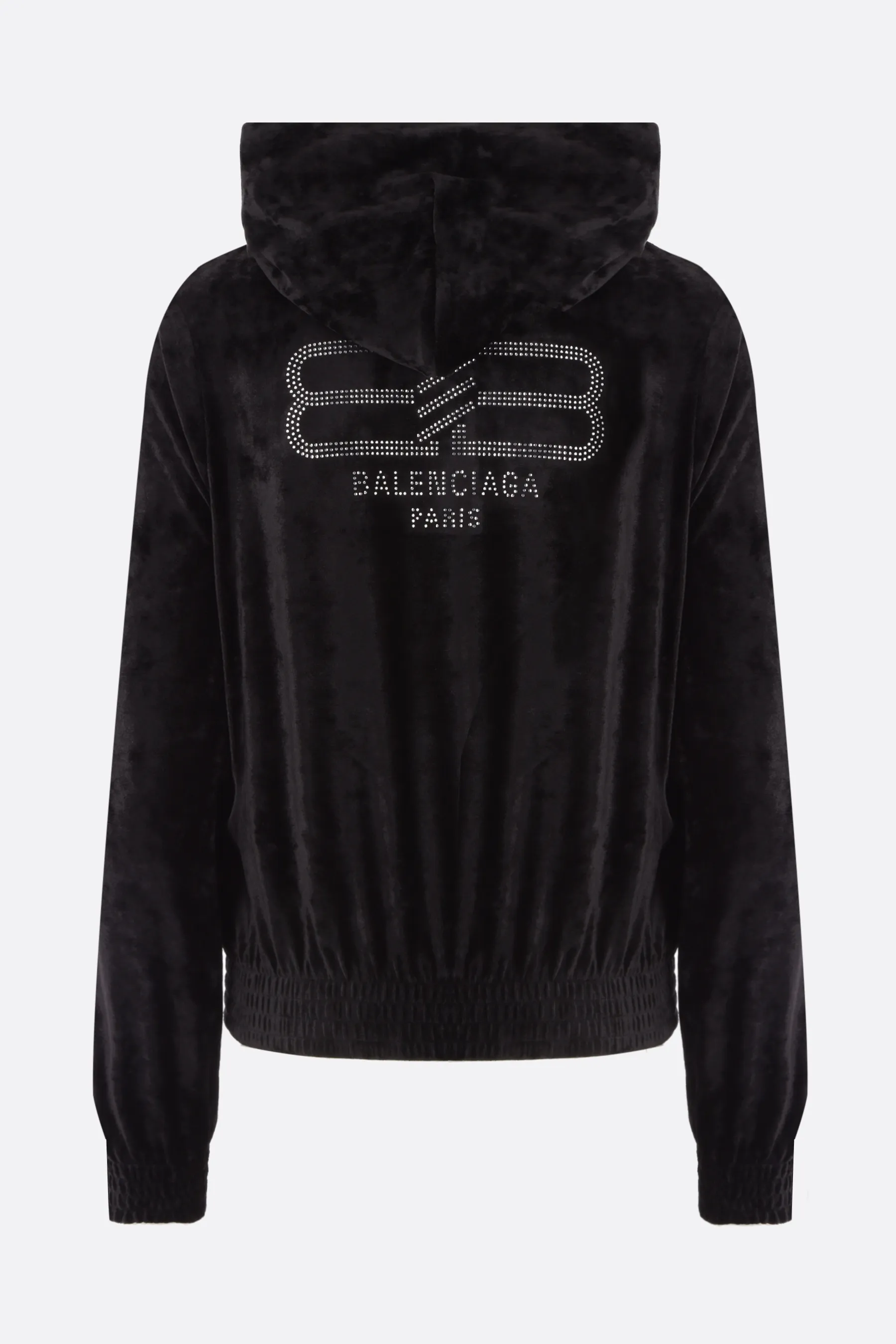 BALENCIAGA  |Women's Bb Paris Strass Zip-up Hoodie Fitted in Black