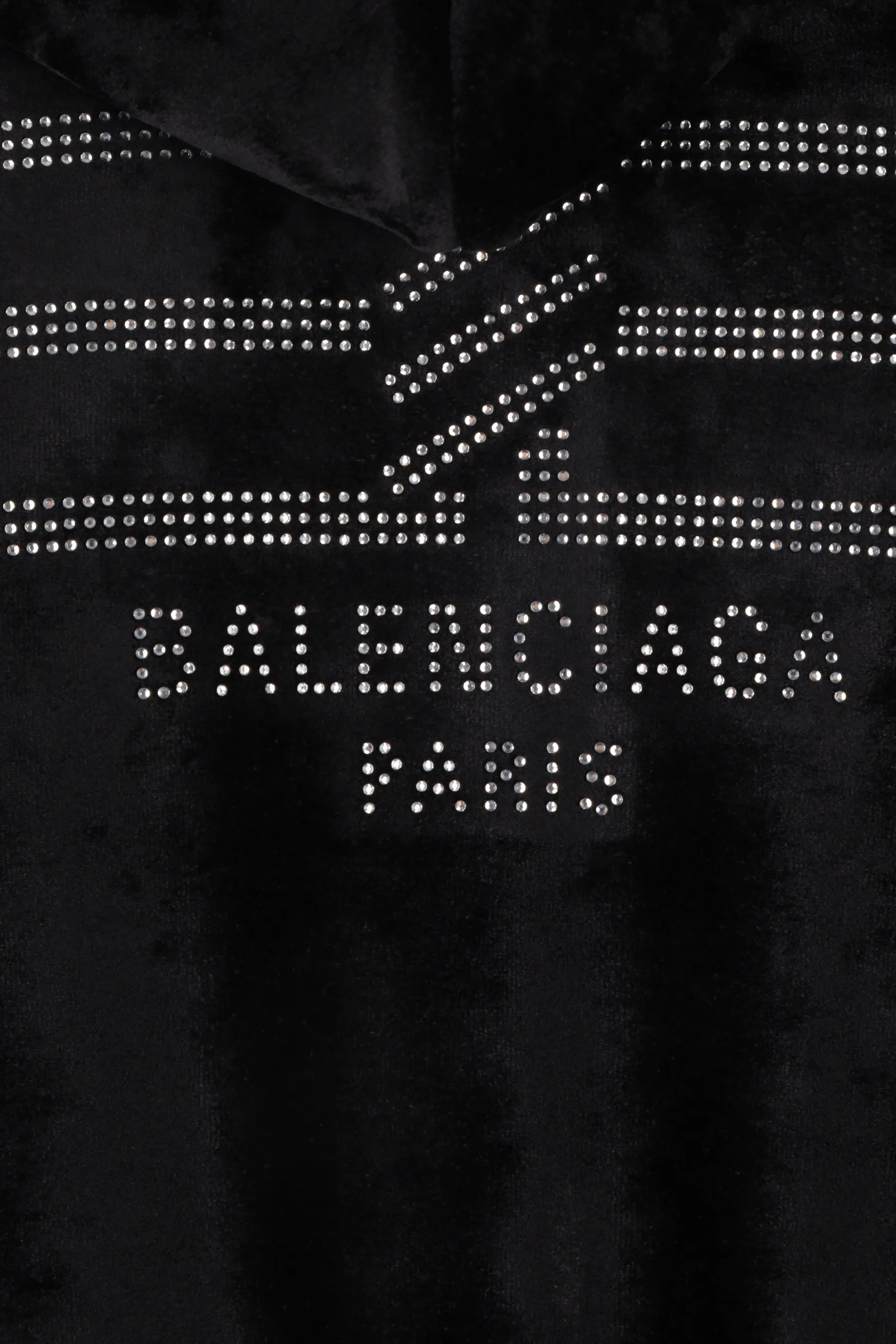 BALENCIAGA  |Women's Bb Paris Strass Zip-up Hoodie Fitted in Black