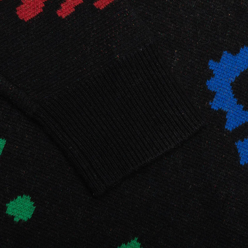 Bandana Knit Crewneck - Black/Red