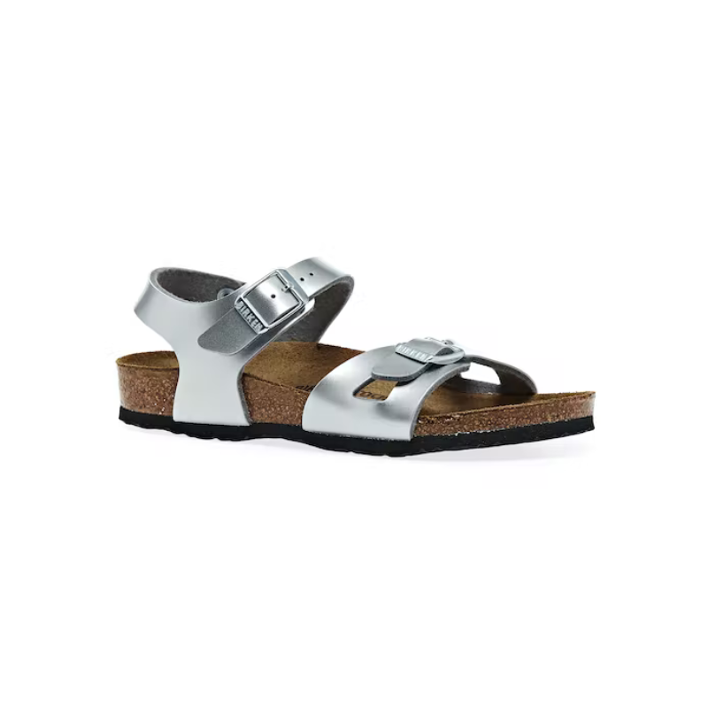 Birkenstock Kids Rio Birko-Flor Electric Metallic Silver Sandals