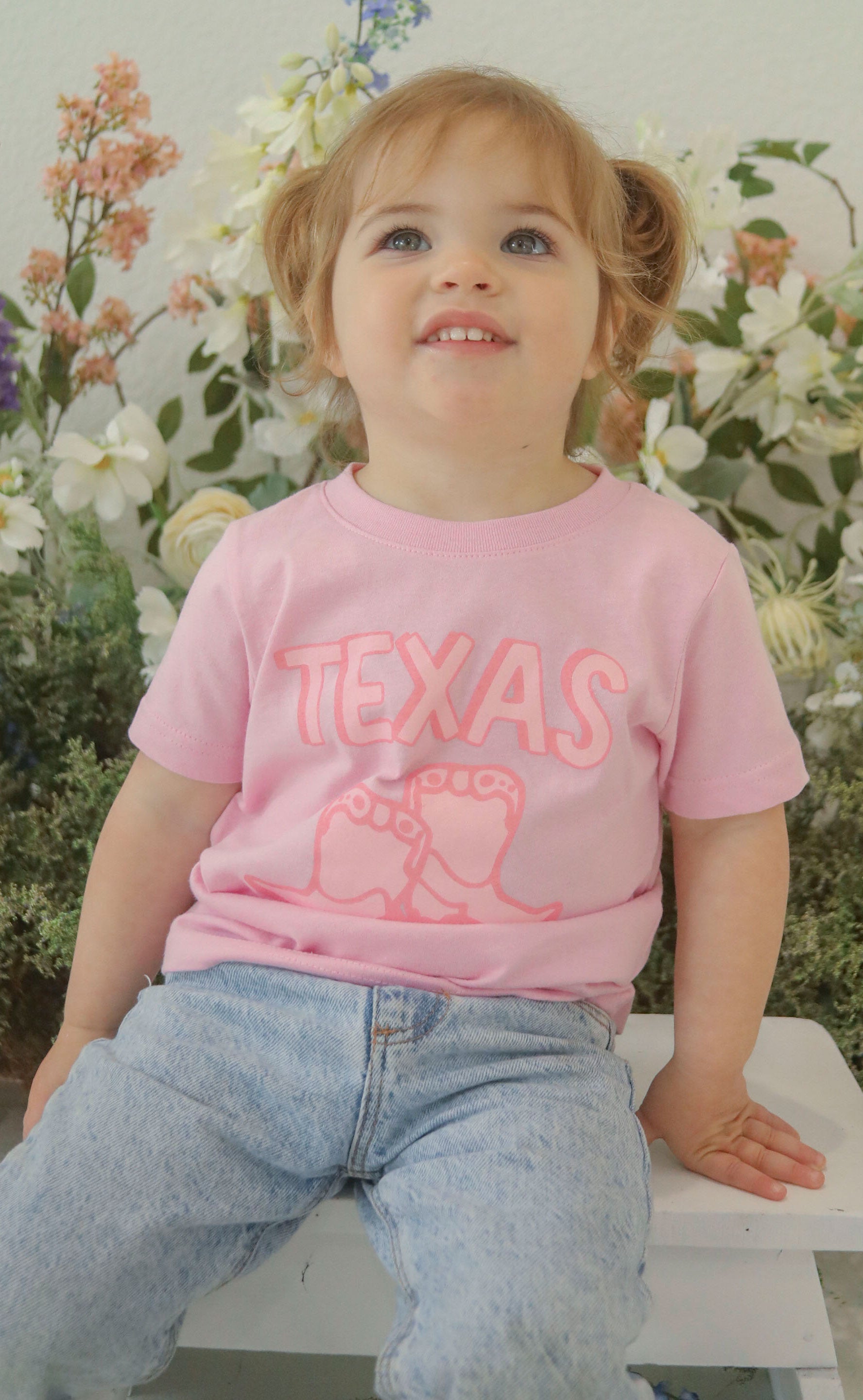 charlie southern: texas pink boots kids tee