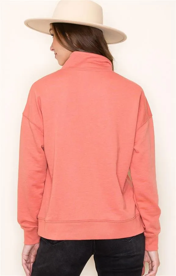 Coral Half Zip Pullover