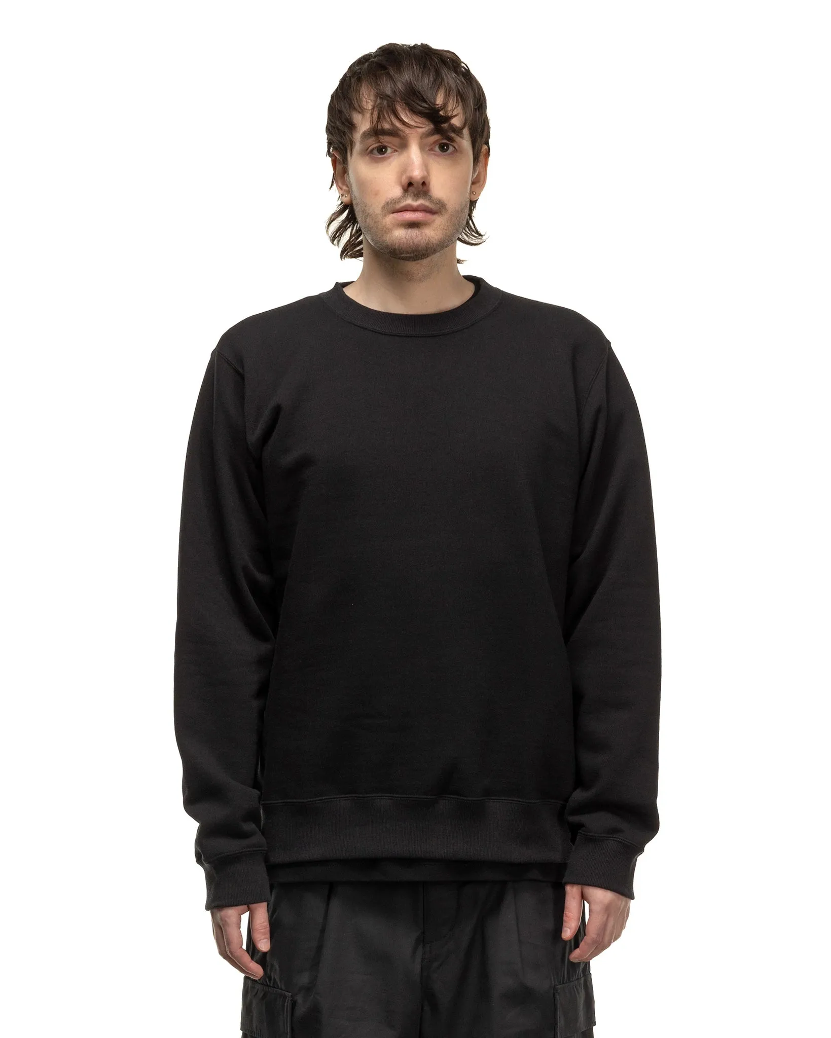 Cotton Silk French Terry Crewneck Sweat Black