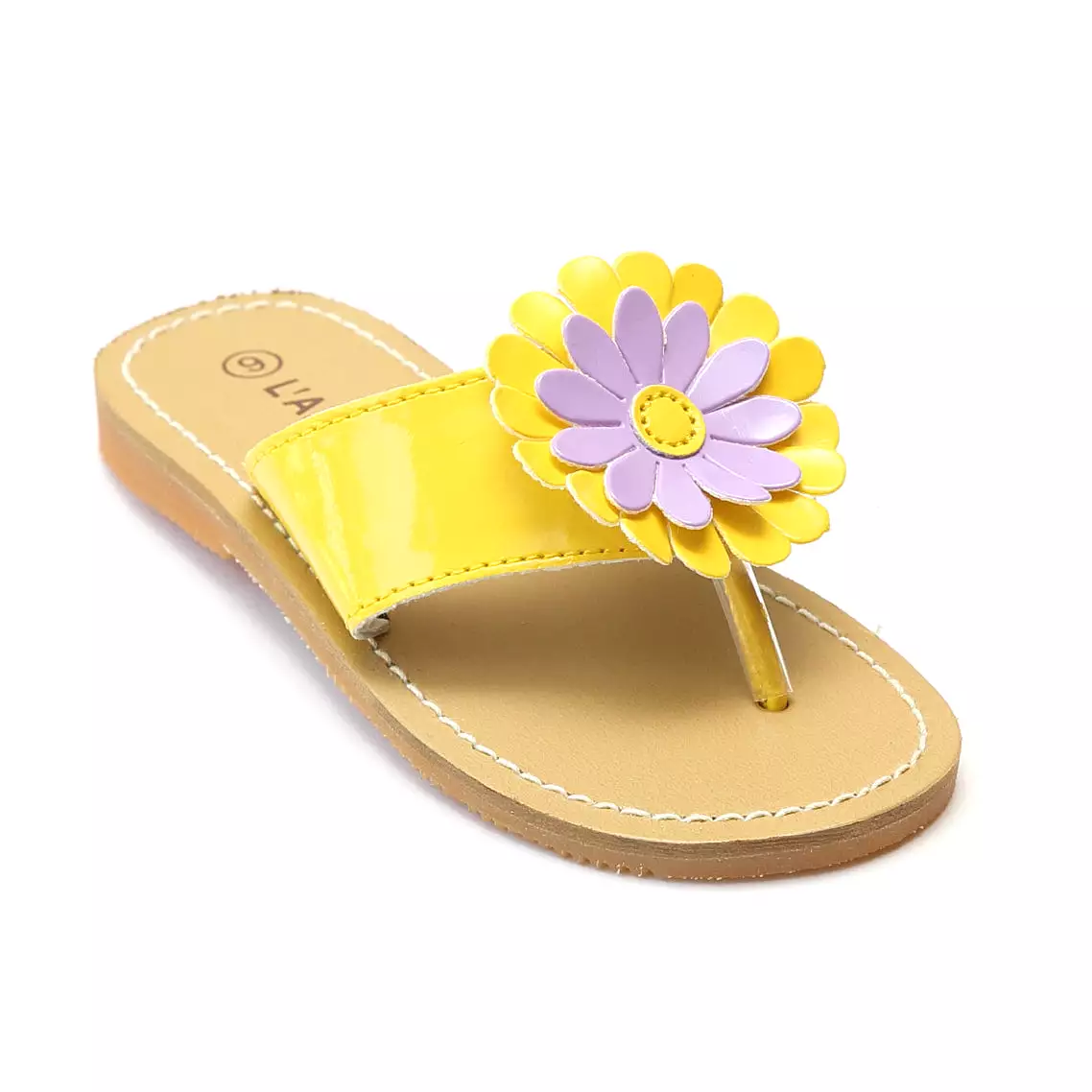 FINAL SALE - L'Amour Girls Yellow Flower Thong Sandals