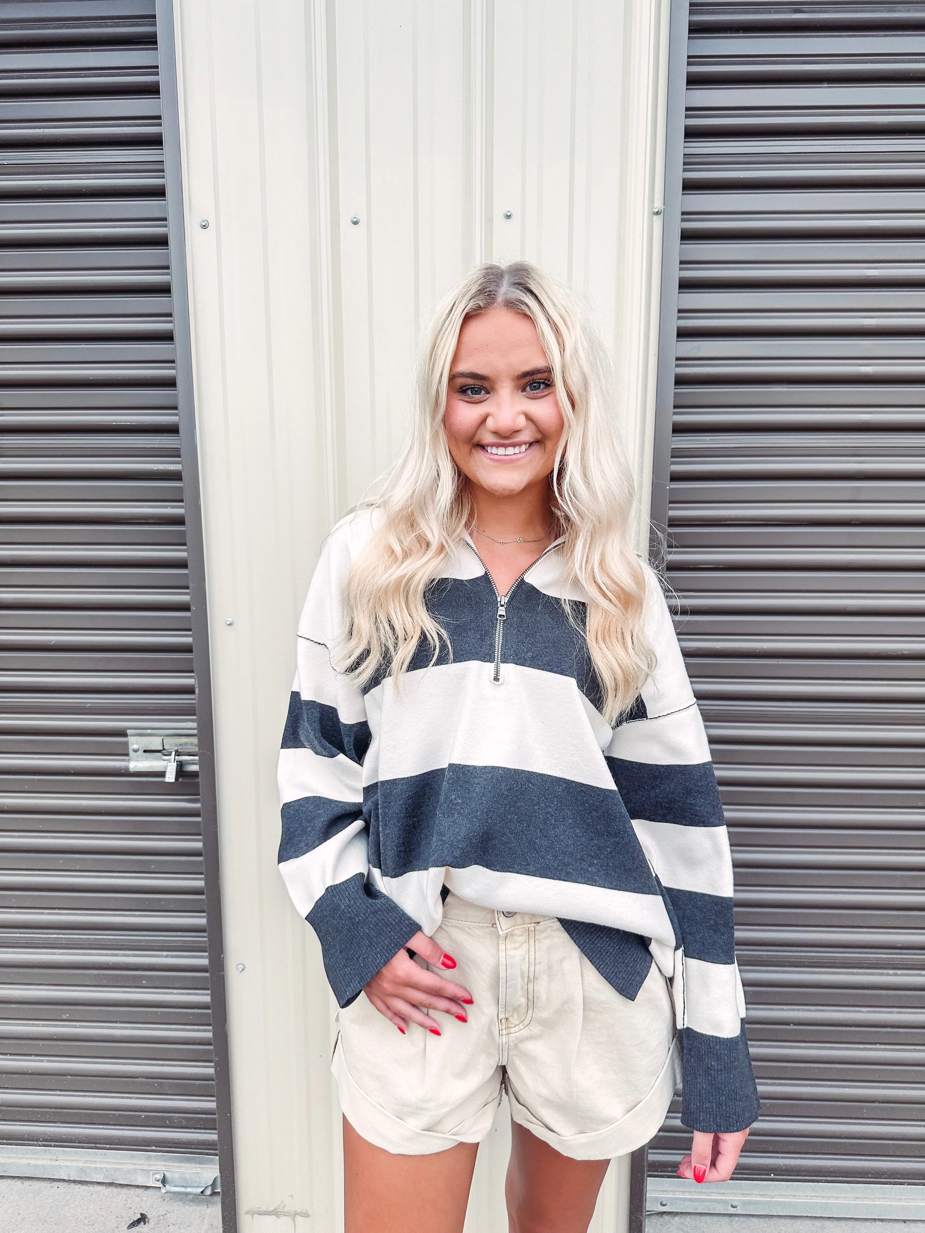 Free People Coastal Stripe Pullover