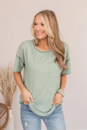 Fresh Ideas Pocket Top- Dusty Sage