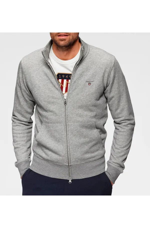 GANT Zip Cardigan Regular Grey