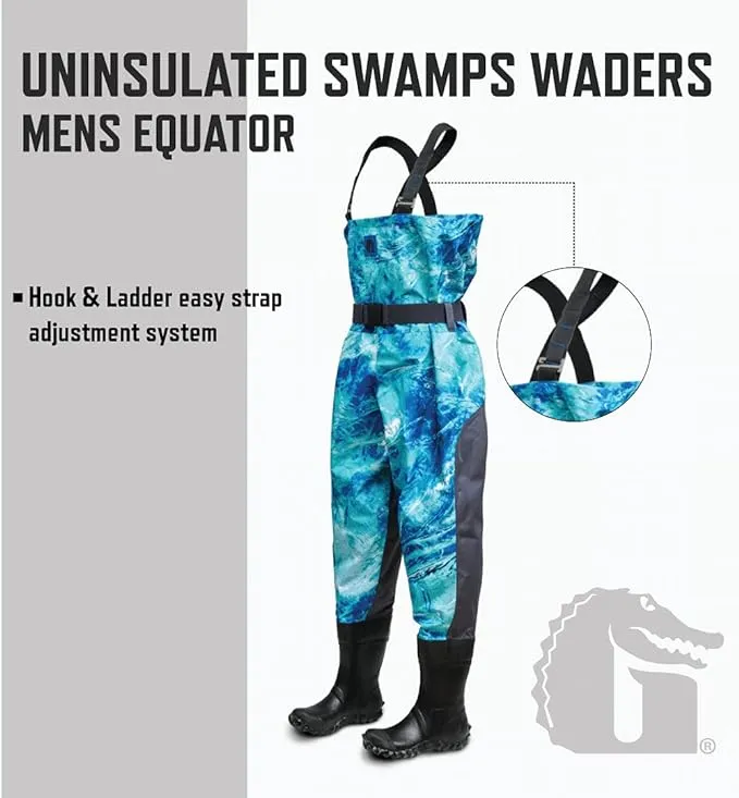 Gator Waders Mens Swamp Off-Road Uninsulated Waders, Mossy Oak Equator, Regular 8 - Mud-Tire Waterproof Boots, Reinforced Legs, 