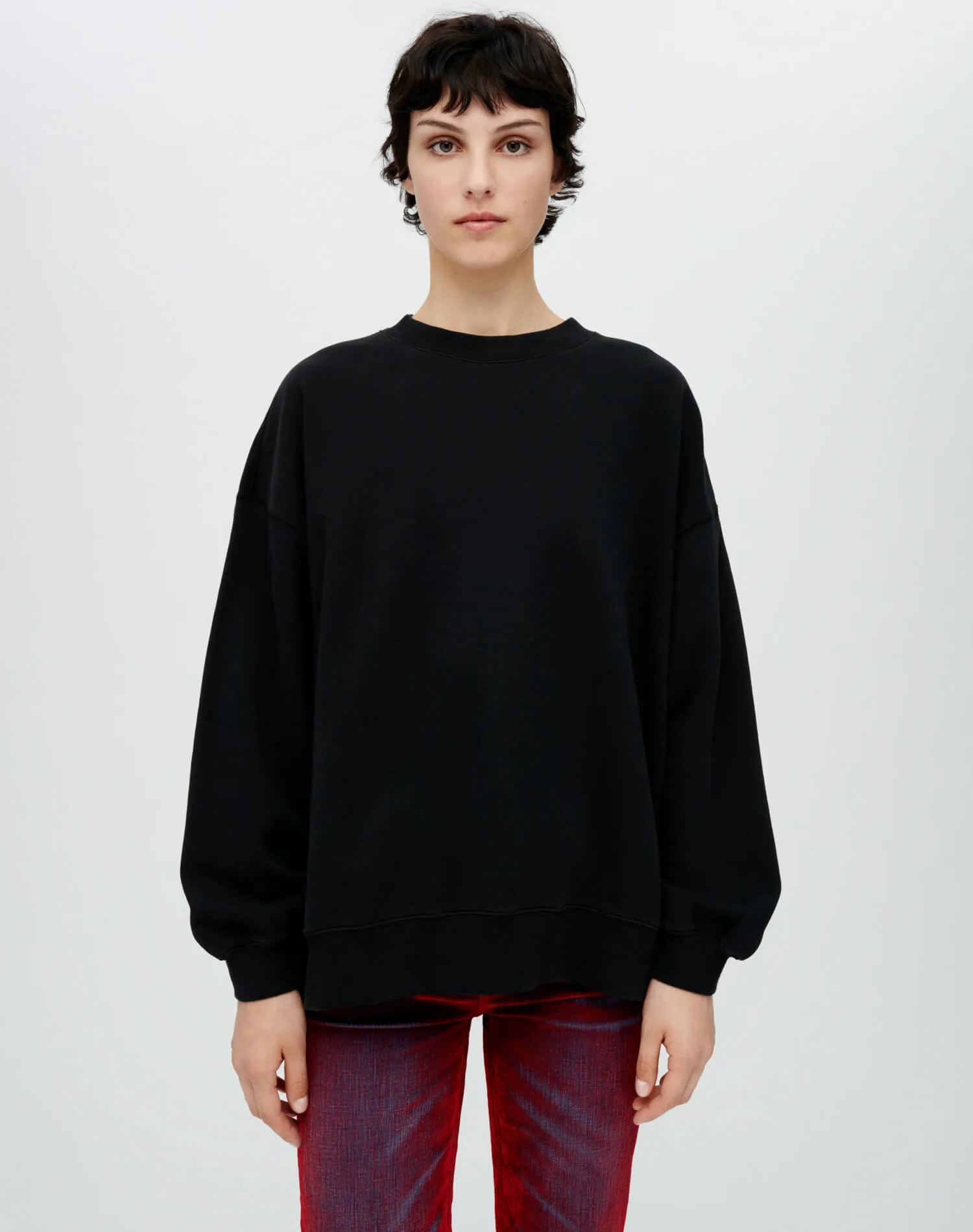 Hanes Oversized Crewneck Sweatshirt - Black