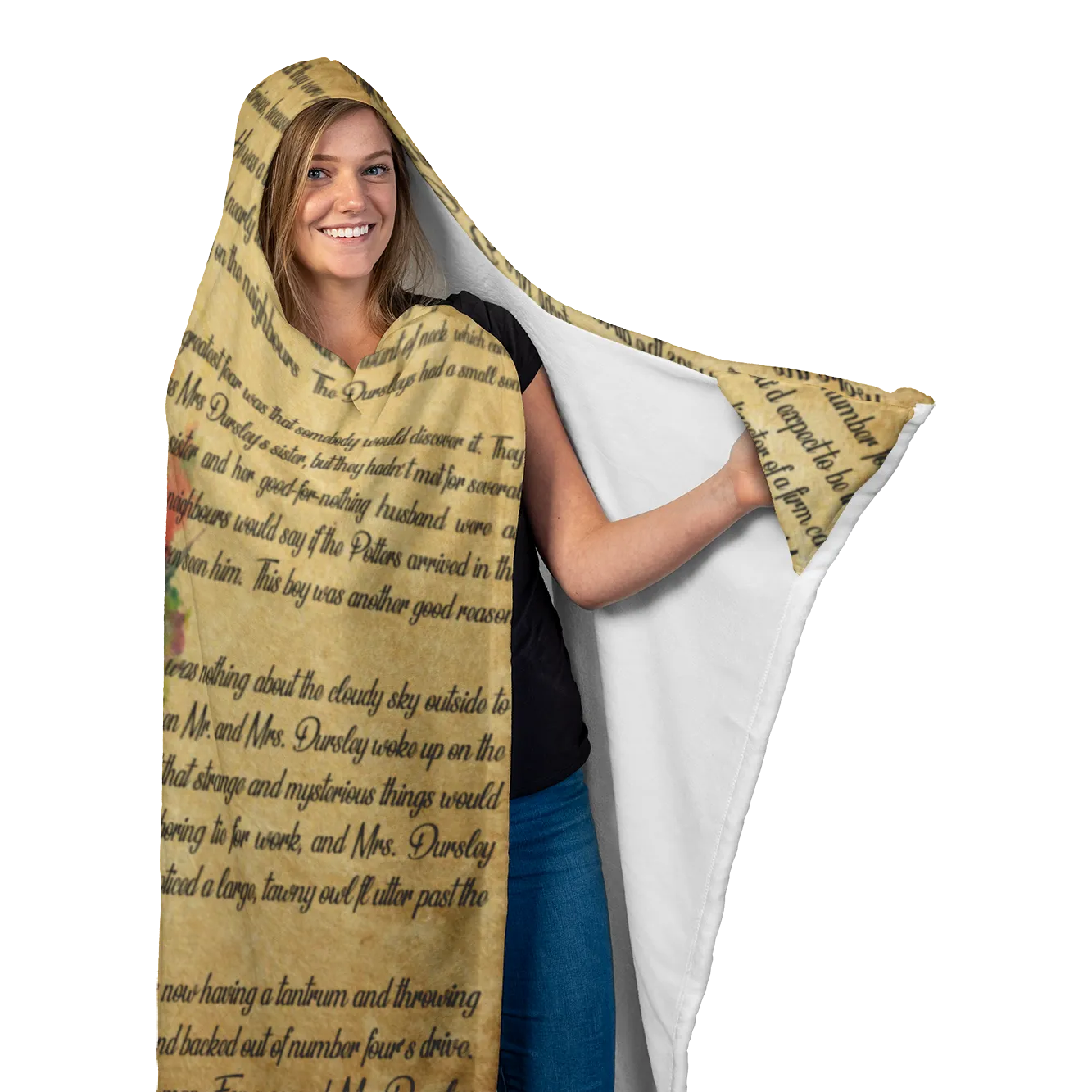 HP Book Page Vintage Hooded Blankets