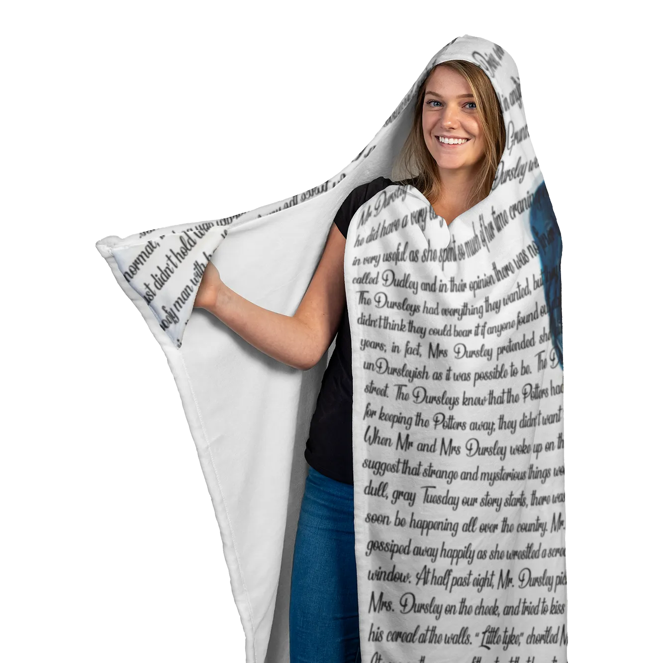 HP Book Page White Hooded Blankets