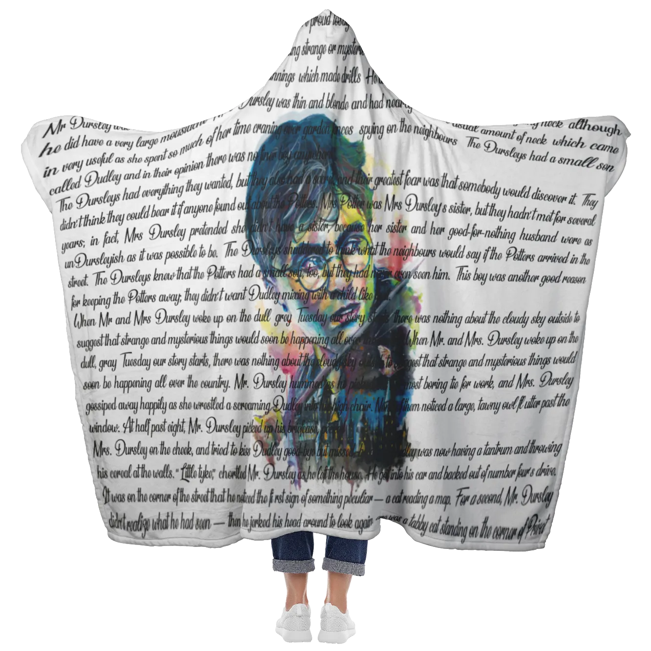 HP Book Page White Hooded Blankets