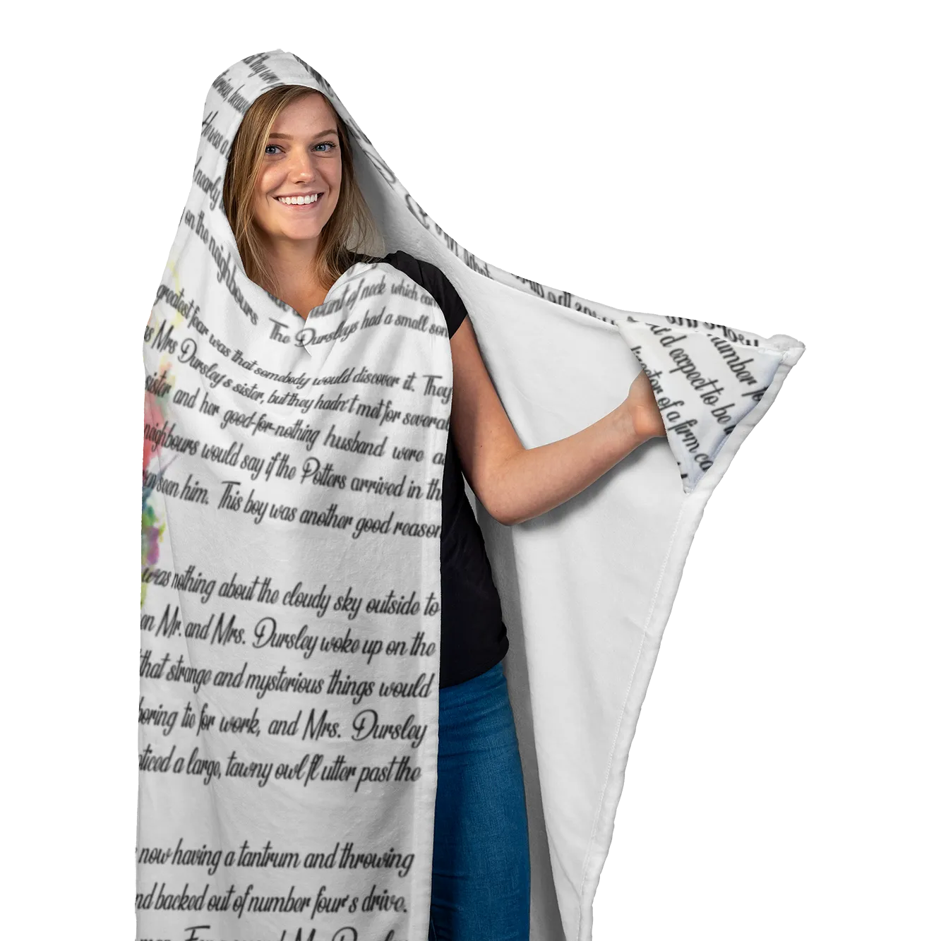 HP Book Page White Hooded Blankets