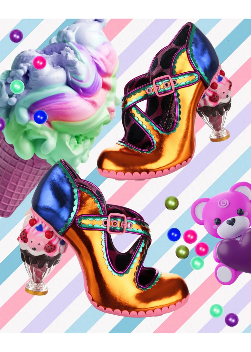 Irregular Choice Favorite Flavor Ice Cream Pumps Gold