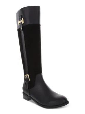 KAREN SCOTT Womens Black Buckled Strap Cushioned Deliee 2 Round Toe Block Heel Zip-Up Riding Boot M