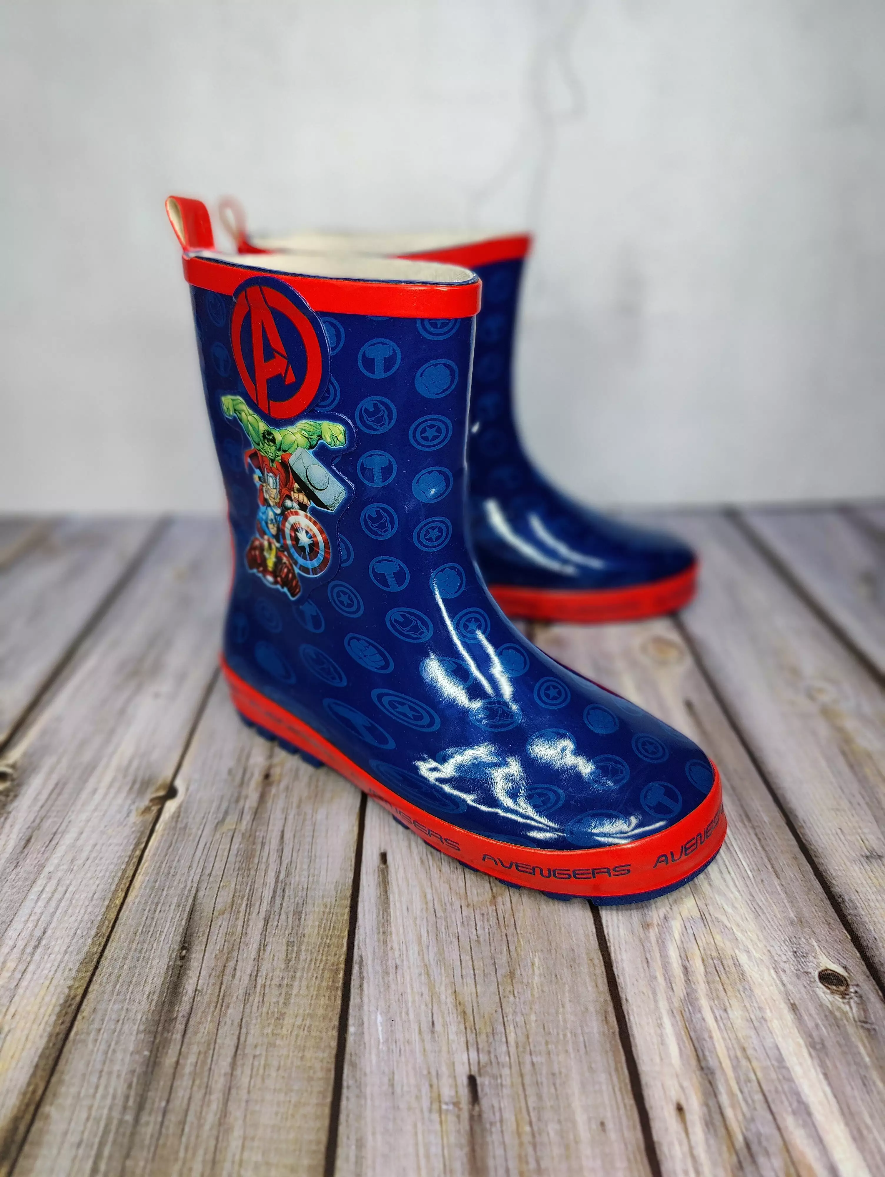 Kids Wellington Welly Boots Avengers Blue/Red Boys/Girls 10-2.5