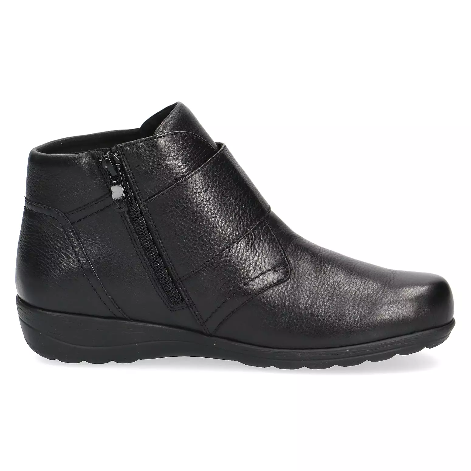 Ladies Caprice Black Leather Hook & Loop Ankle Boots Warm Lined H Fit 26457-29 sale