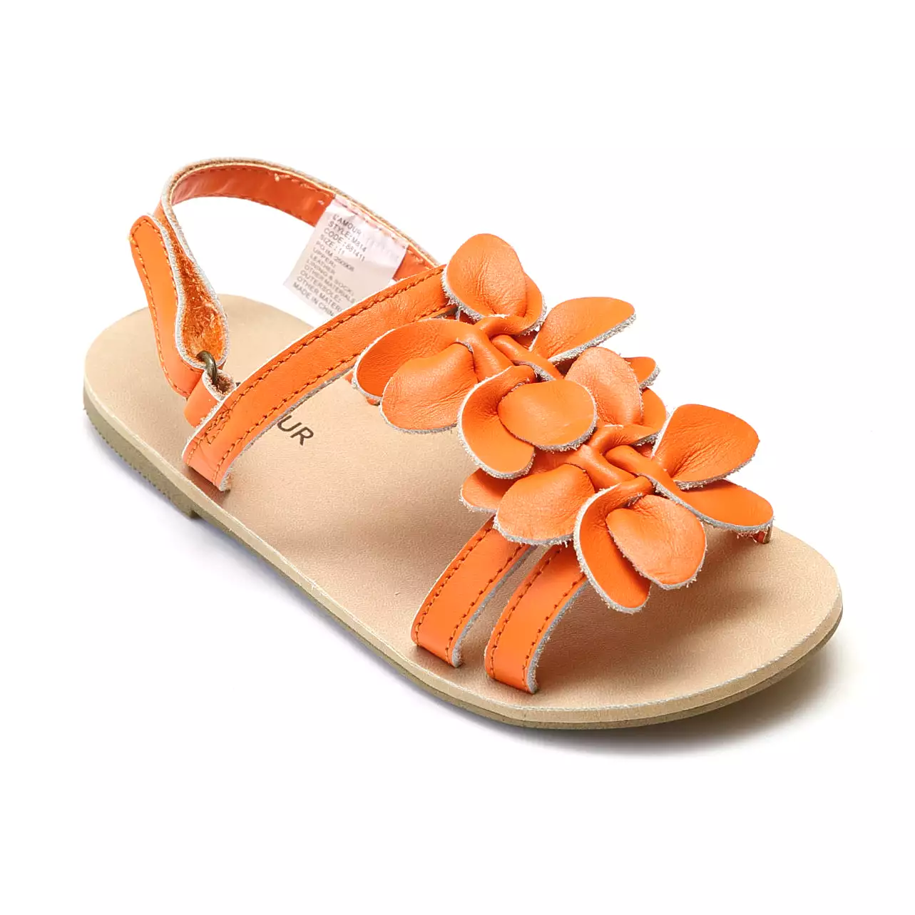 L'Amour Girls Flower Blossom Triple Strap Sandal