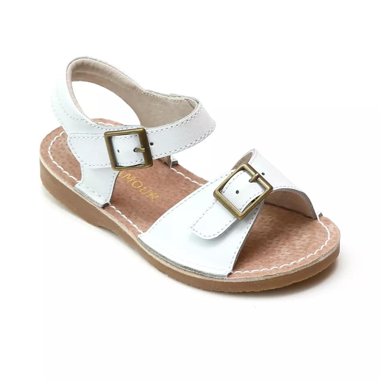 L'Amour Girls Olivia Buckled Open Toe Leather Sandals