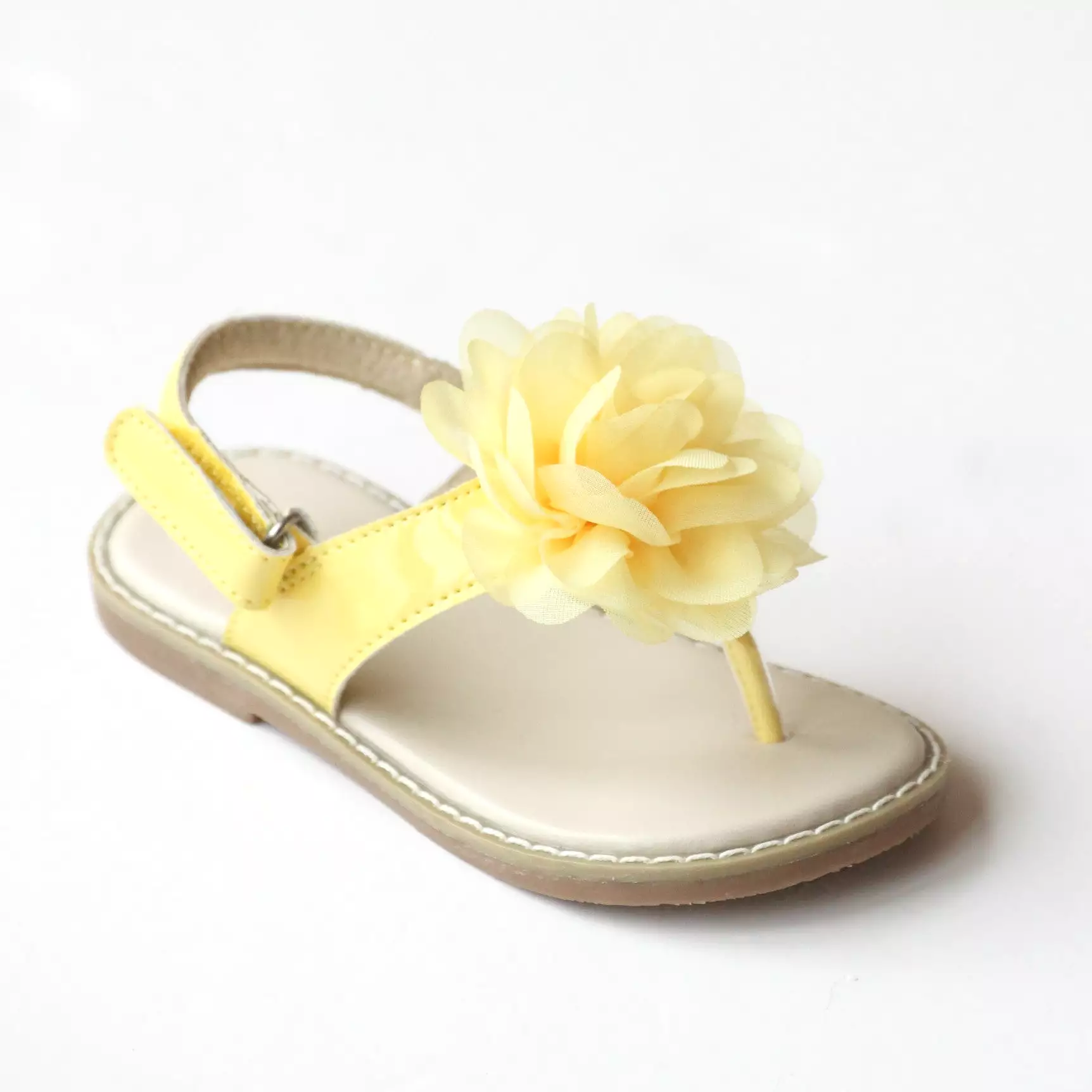 L'Amour Girls Organza Flower Thong Sandals