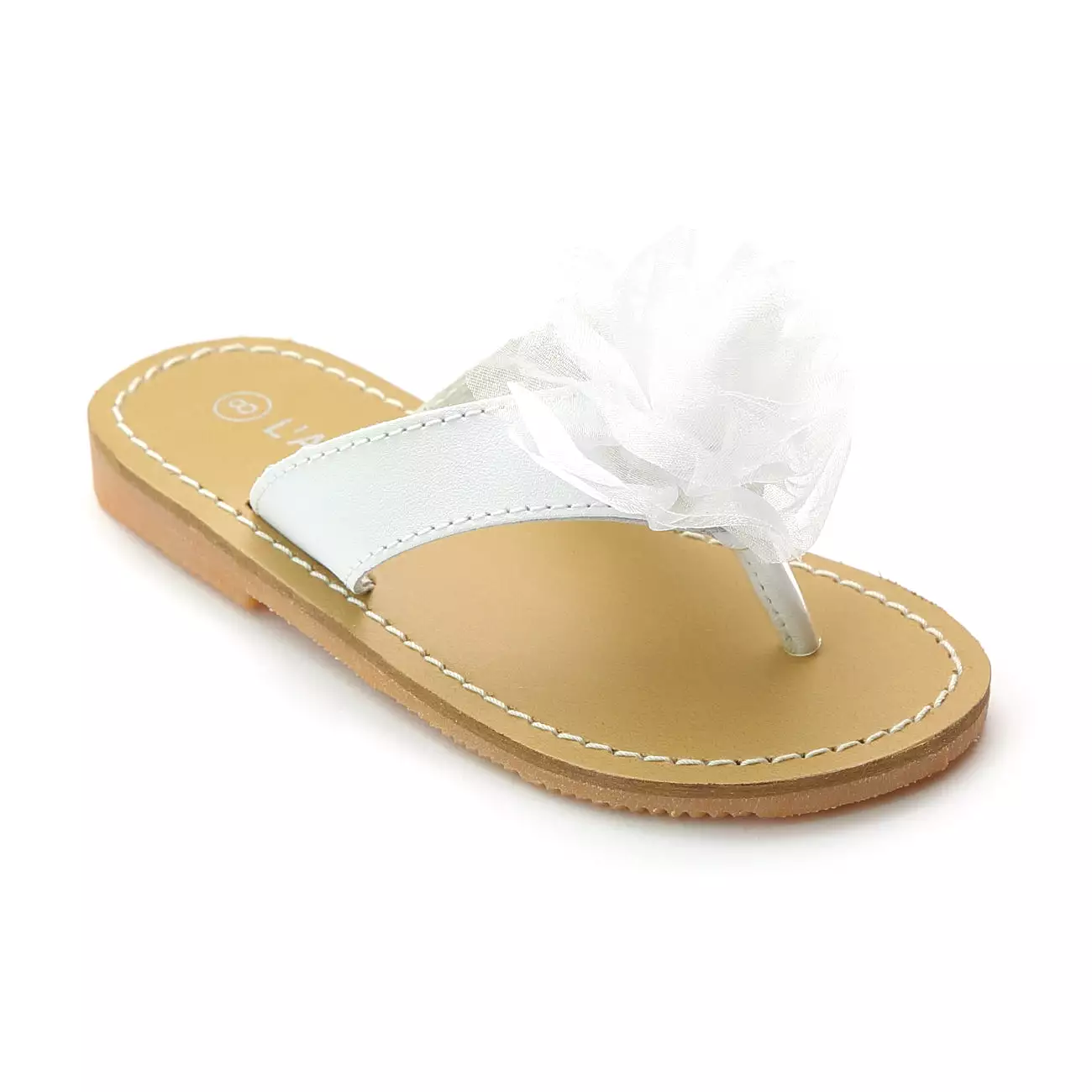 L'Amour Girls Organza Flower Thong Sandals